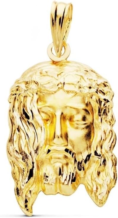 Colgante Cabeza de Cristo - Oro amarillo de 9 quilates - Tamaño de 23 mm - Joya religiosa unisex para uso diario y regalo-Cozygetbay
