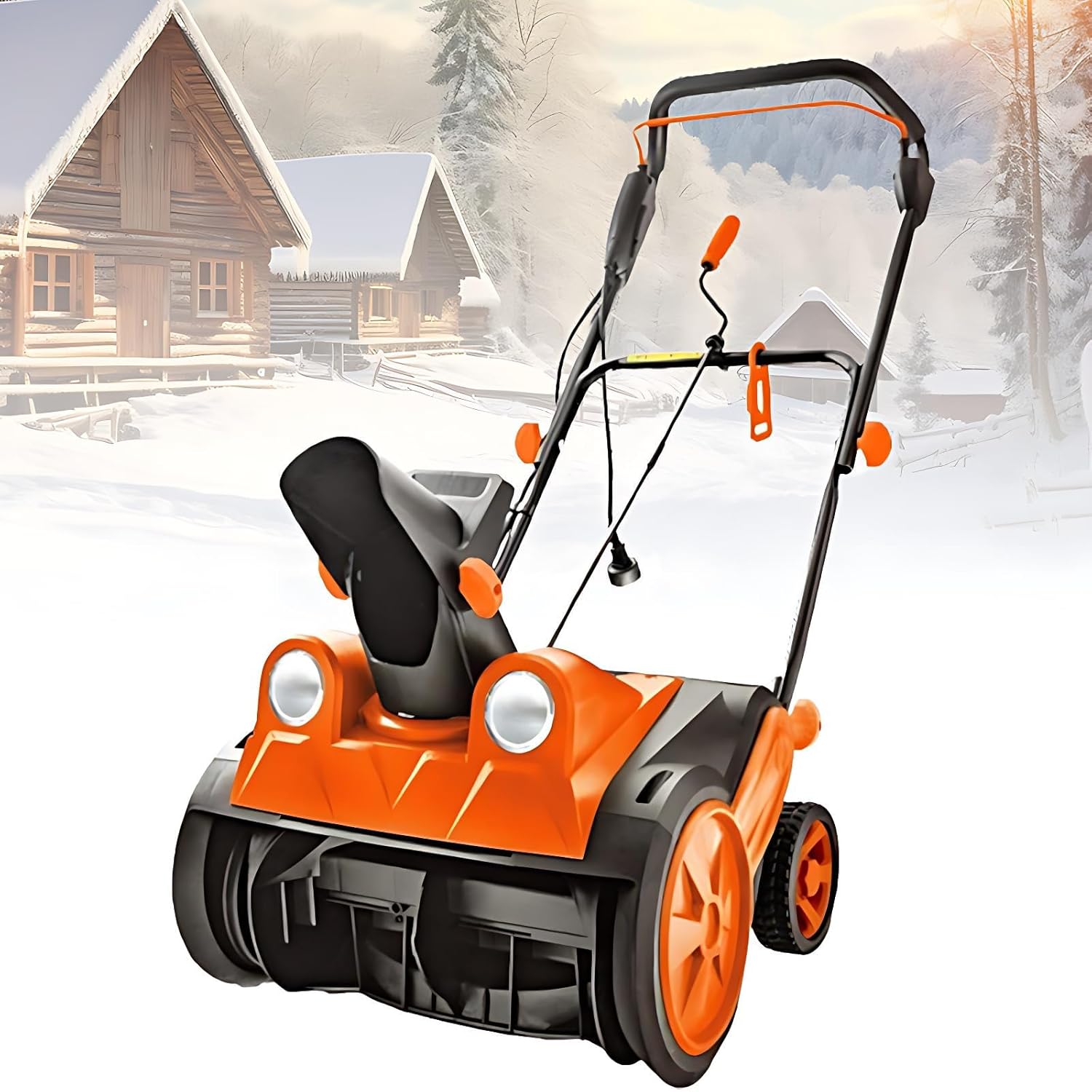 Quitanieves eléctrico con cable de 2200 W - Limpieza de 46 x 25,4 cm - Lanzamiento de nieve de 7,6 m - Faros LED dobles para entradas y carreteras-Cozygetbay