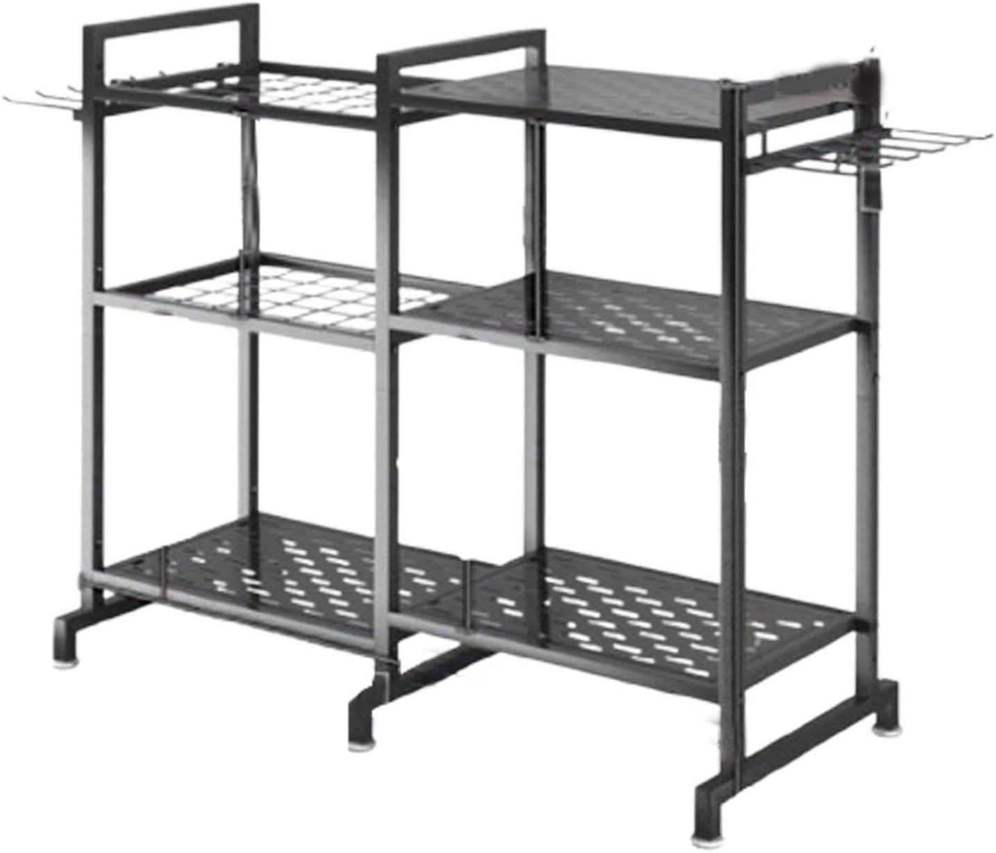 Organizador metálico de herramientas de jardín - Acero al carbono resistente - Medidas de 84 x 30 x 78 cm - Ganchos laterales para garaje taller y patio-Cozygetbay