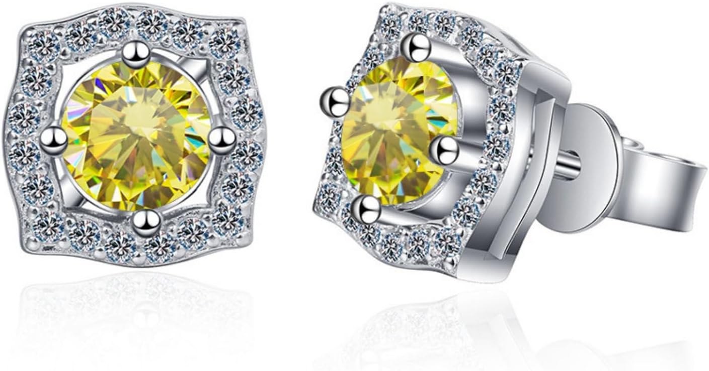 Pendientes de moissanita para mujer - Par de 2 quilates con claridad VVS1 - Plata de ley de acabado brillante - Joyería con certificado para celebraciones-Cozygetbay