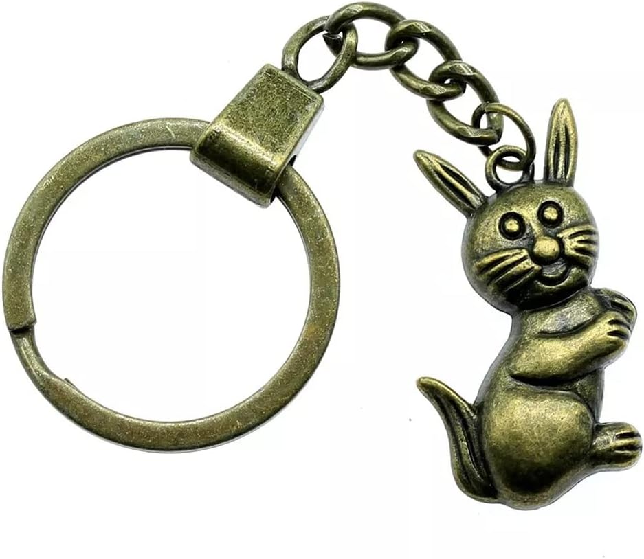 Charm de conejo vintage - Medidas de 37 x 20 mm - Acabado color bronce antiguo - Colgante para llavero mochila y cartera-Cozygetbay