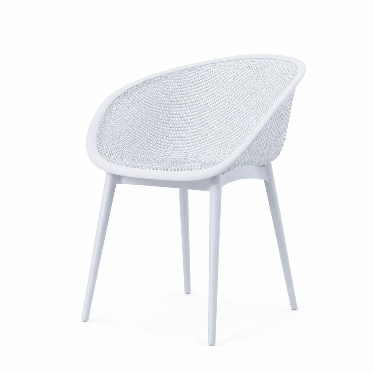 Silla de jardín de polipropileno y malla blanca 56x60x80cm-Fjordlivingco