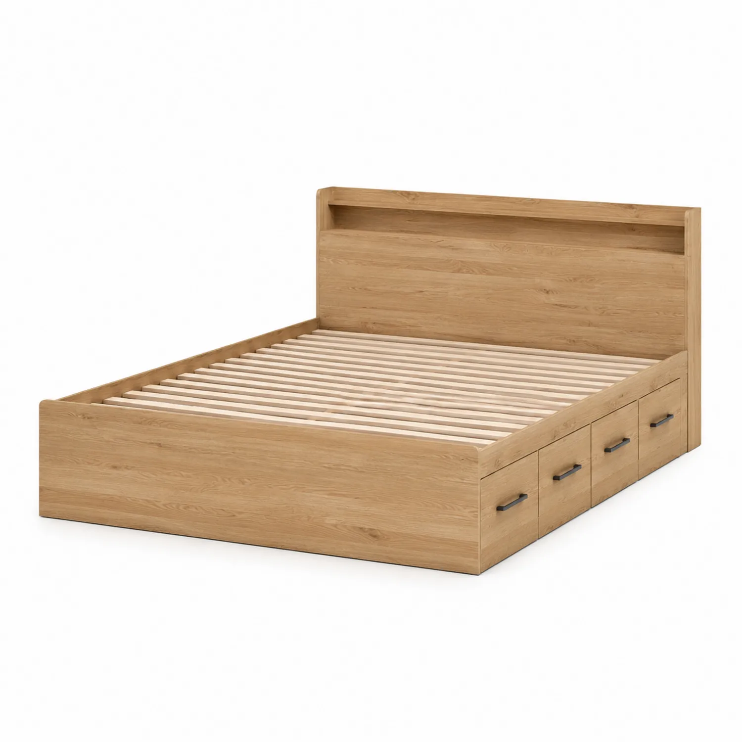 Cama de Madera de Roble con Almacenamiento 160x200 cm-Fjordlivingco
