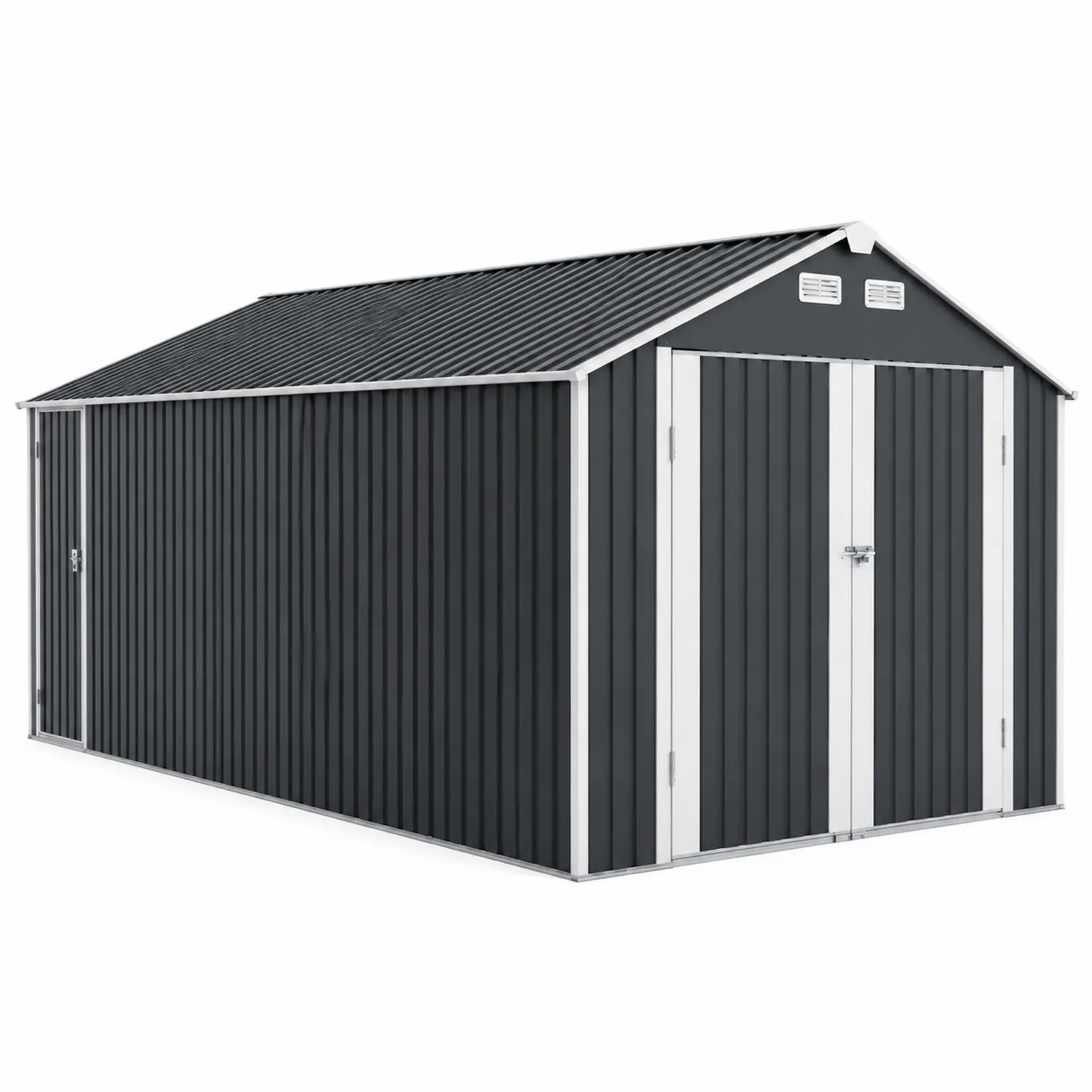 Cobertizo de metal con dos puertas 340x382x200cm-Fjordlivingco