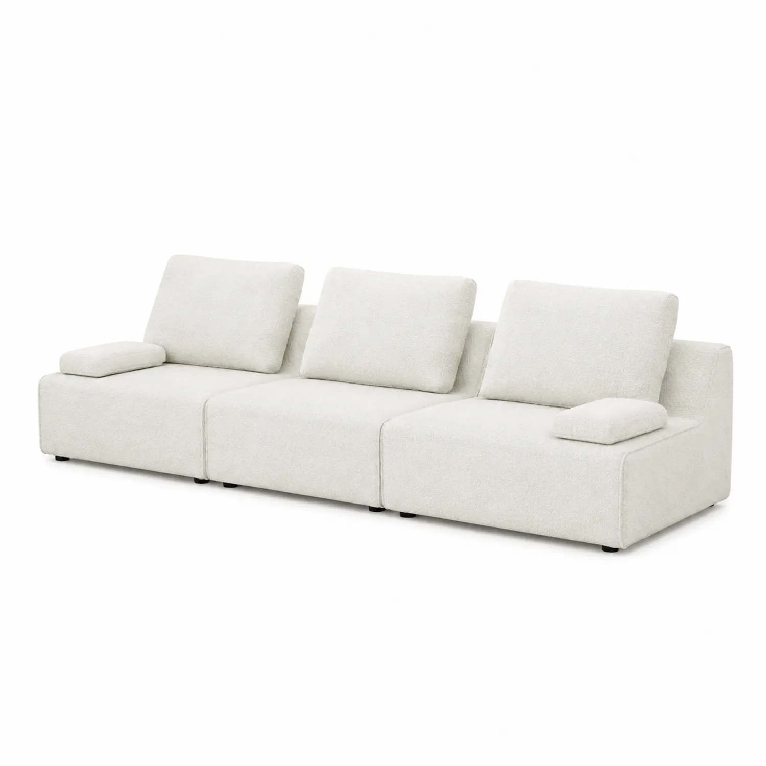 Sofá modular de tres plazas tapizado en tela de poliéster-Fjordlivingco