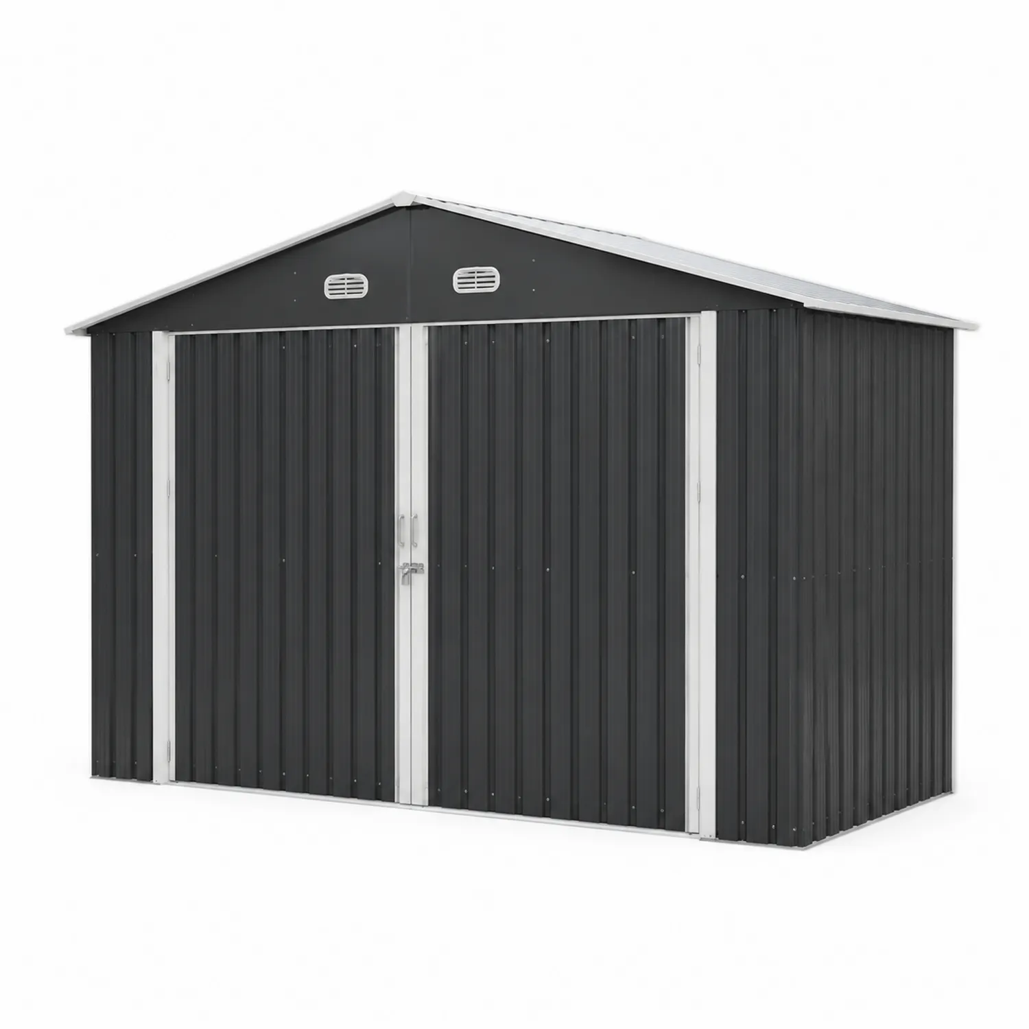 Cobertizo de almacenamiento de acero negro 213x127x185 cm-Fjordlivingco