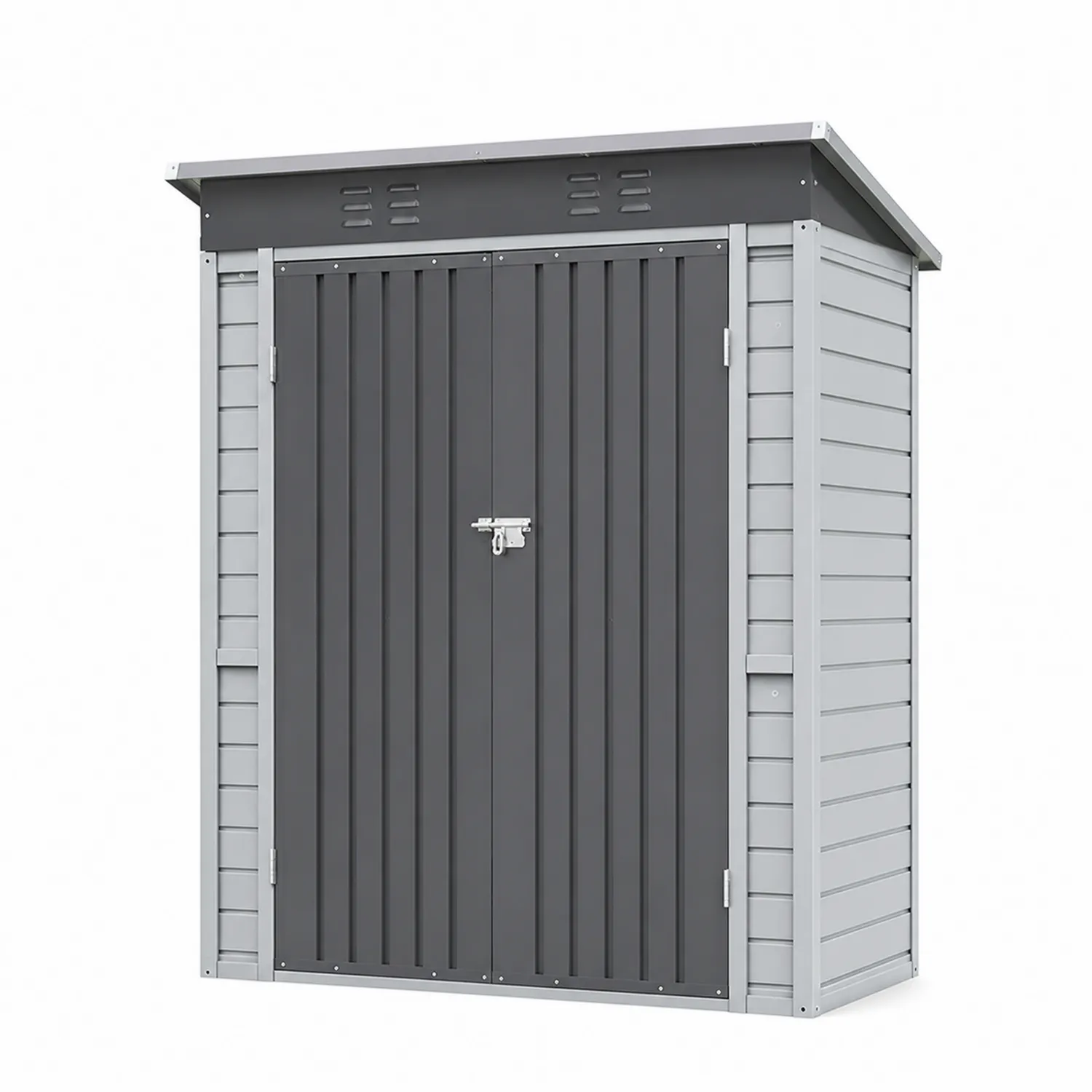 Cobertizo metálico de acero galvanizado 200x120x190 cm Puerta Doble-Fjordlivingco