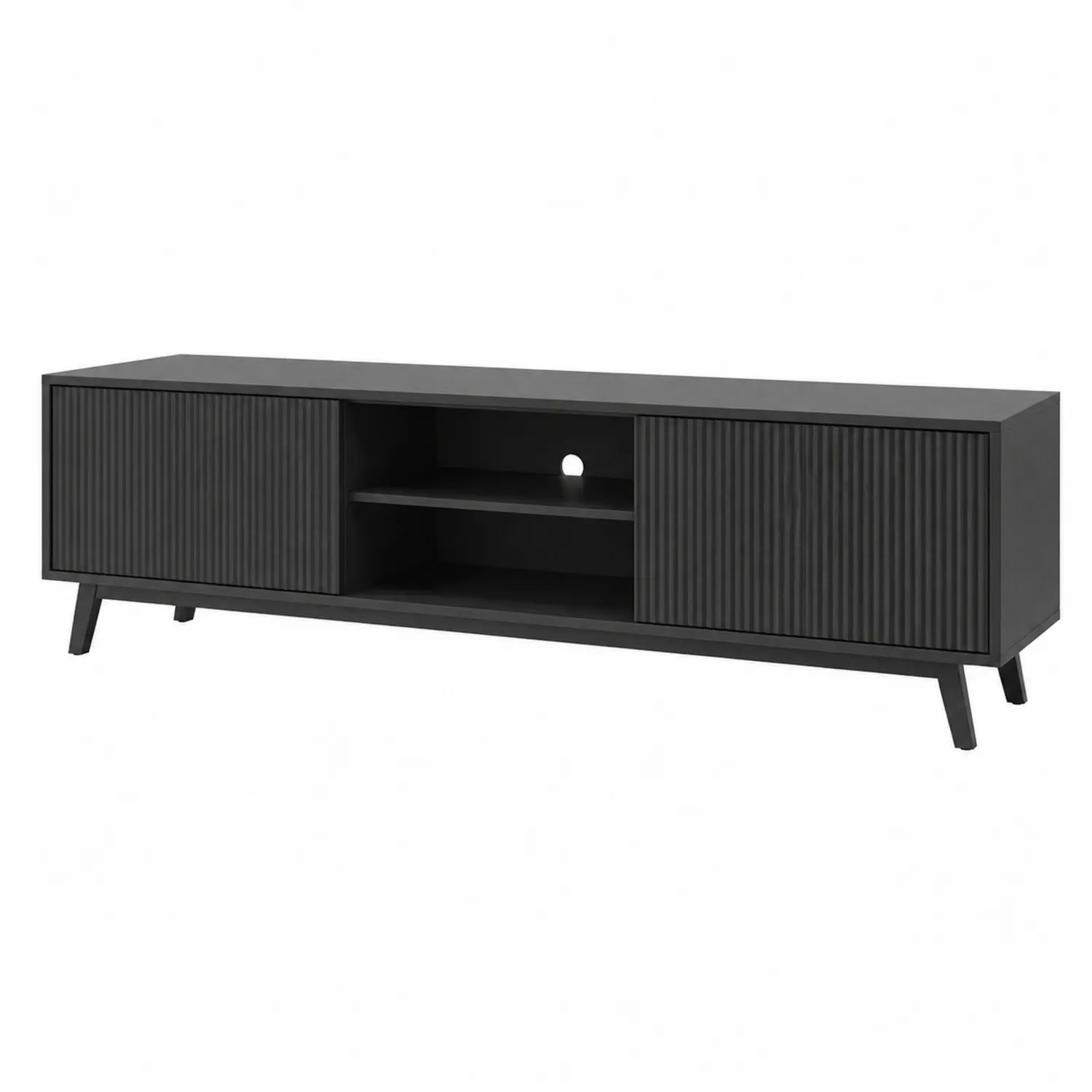 Mueble de TV de MDF con Puertas Correderas Negro 150x40x55 cm-Fjordlivingco