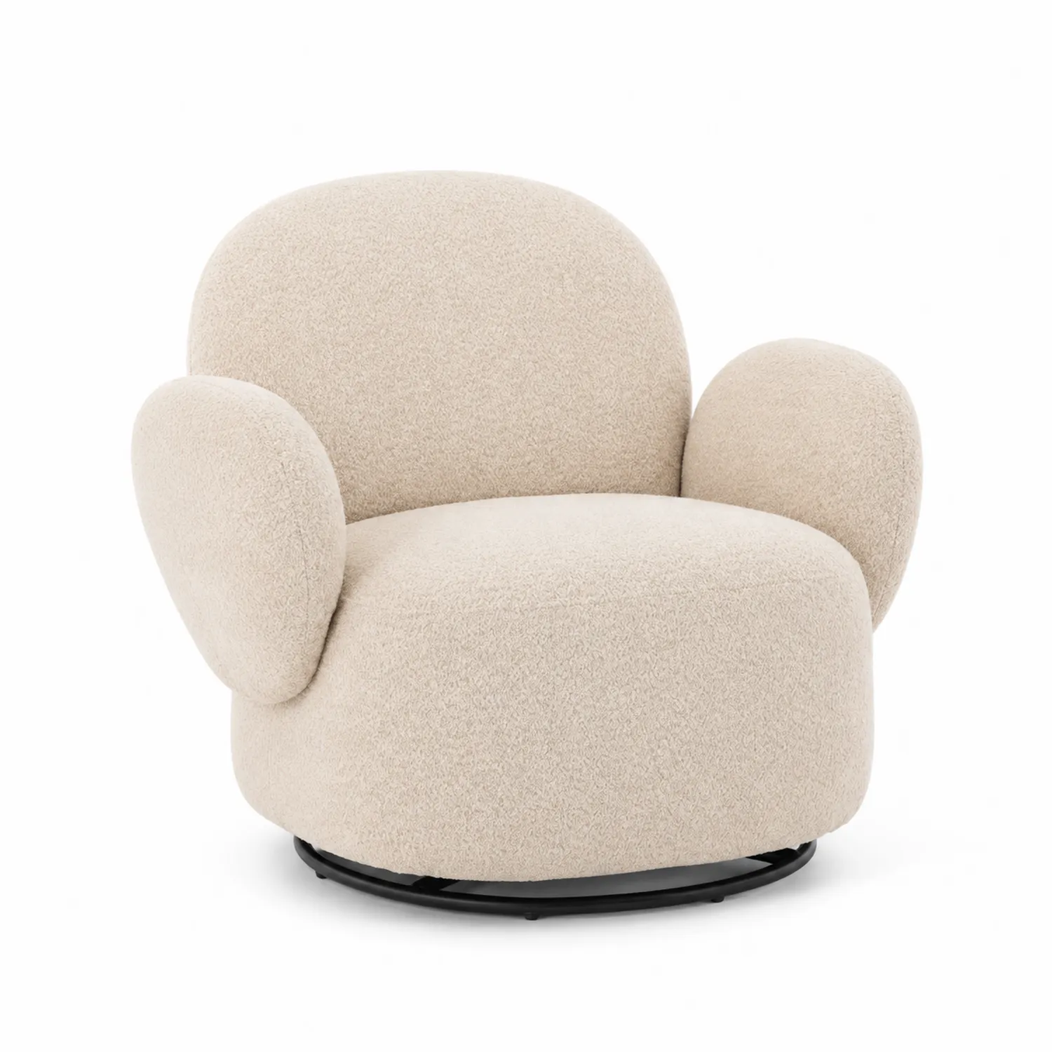 Sillón de tela bouclé con base metálica negra-Fjordlivingco