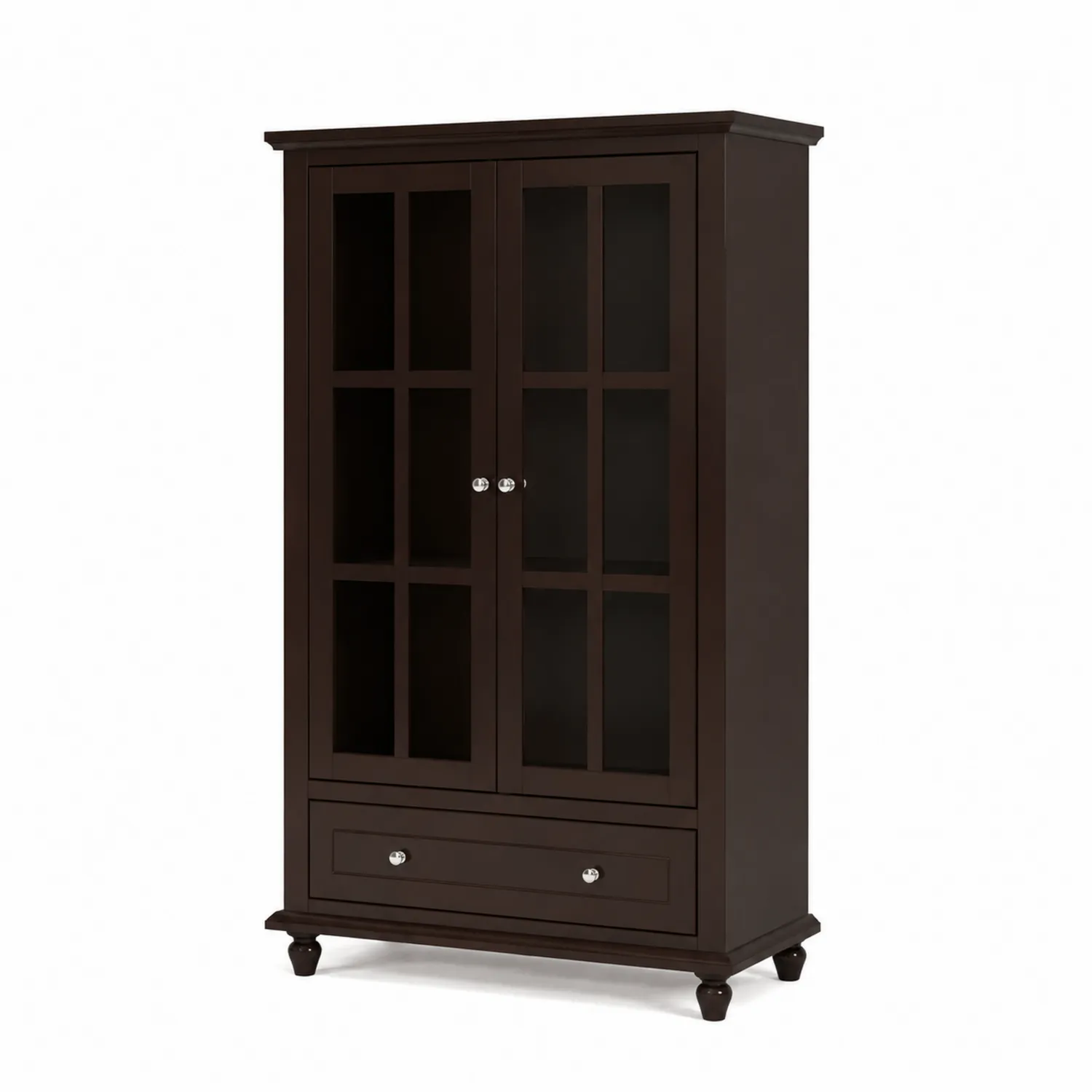 Armario de madera con puertas de vidrio marrón oscuro 180x90x45 cm-Fjordlivingco