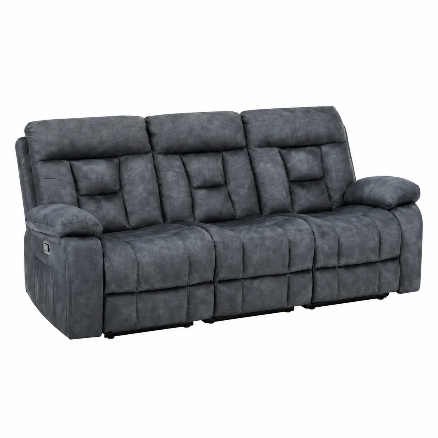 Sofá reclinable de 3 plazas de microfibra Gris Oscuro, 210 cm-Fjordlivingco