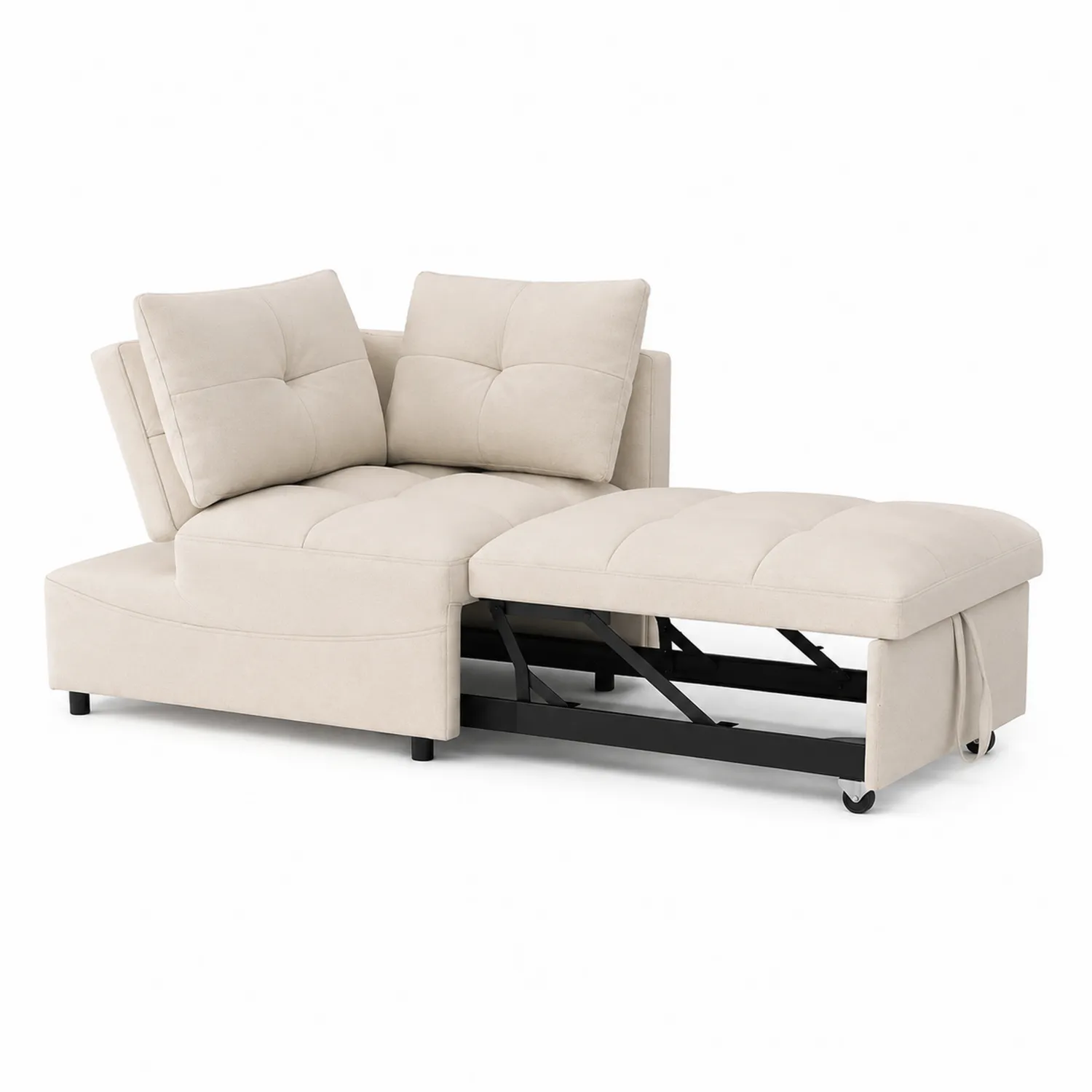 Sofá esquinero cama beige tela de microfibra con almacenamiento-Fjordlivingco