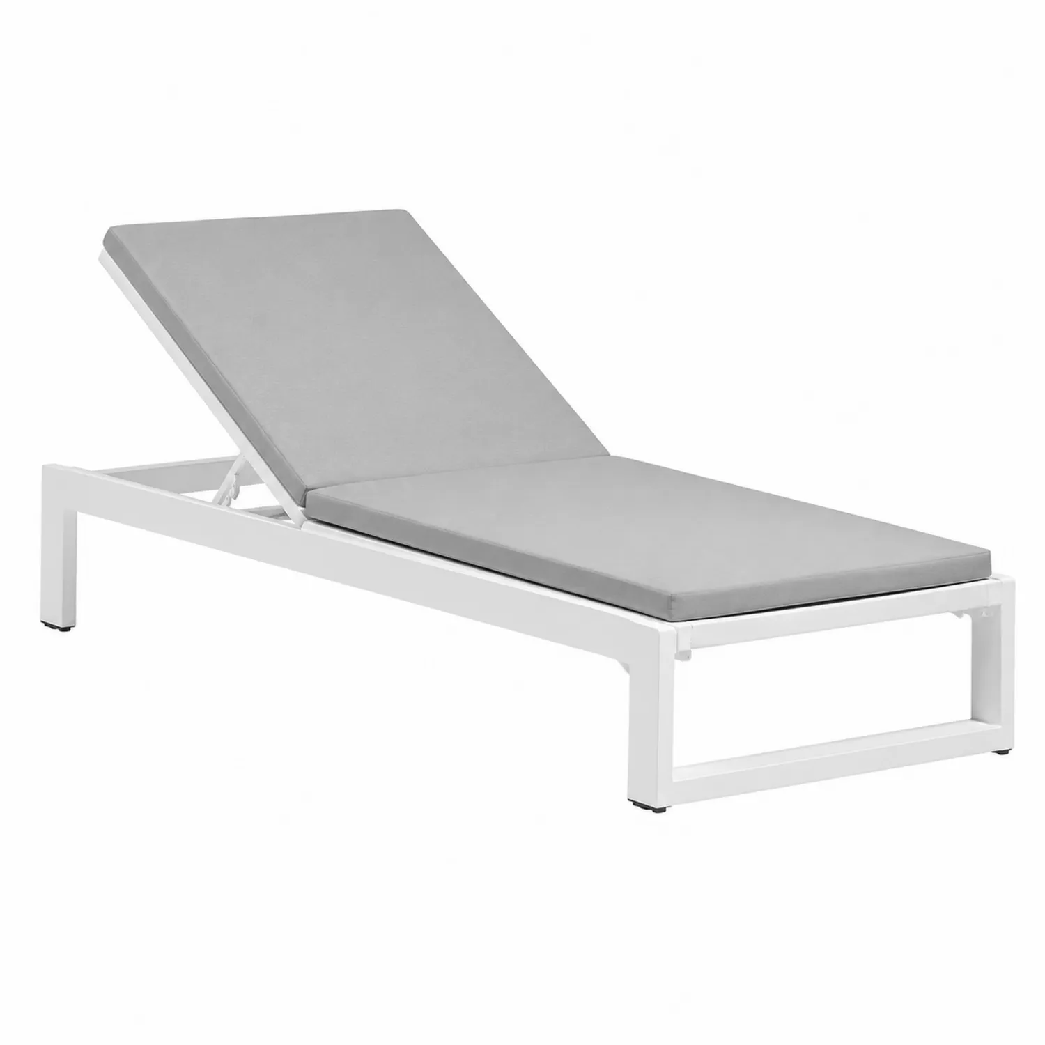 Tumbona de aluminio con cojín de poliéster gris-Fjordlivingco