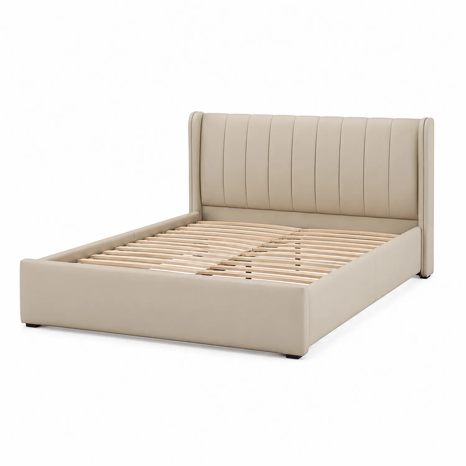 Cama de Matrimonio de Cuero Sintético Beige 200x160 cm-Fjordlivingco