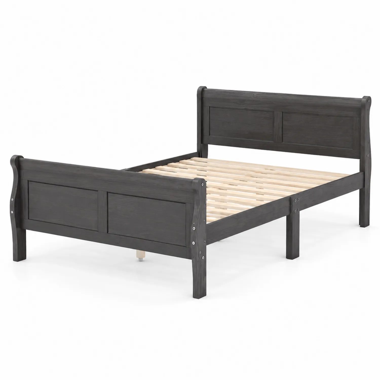 Cama de Madera Maciza Gris 200x90 cm-Fjordlivingco