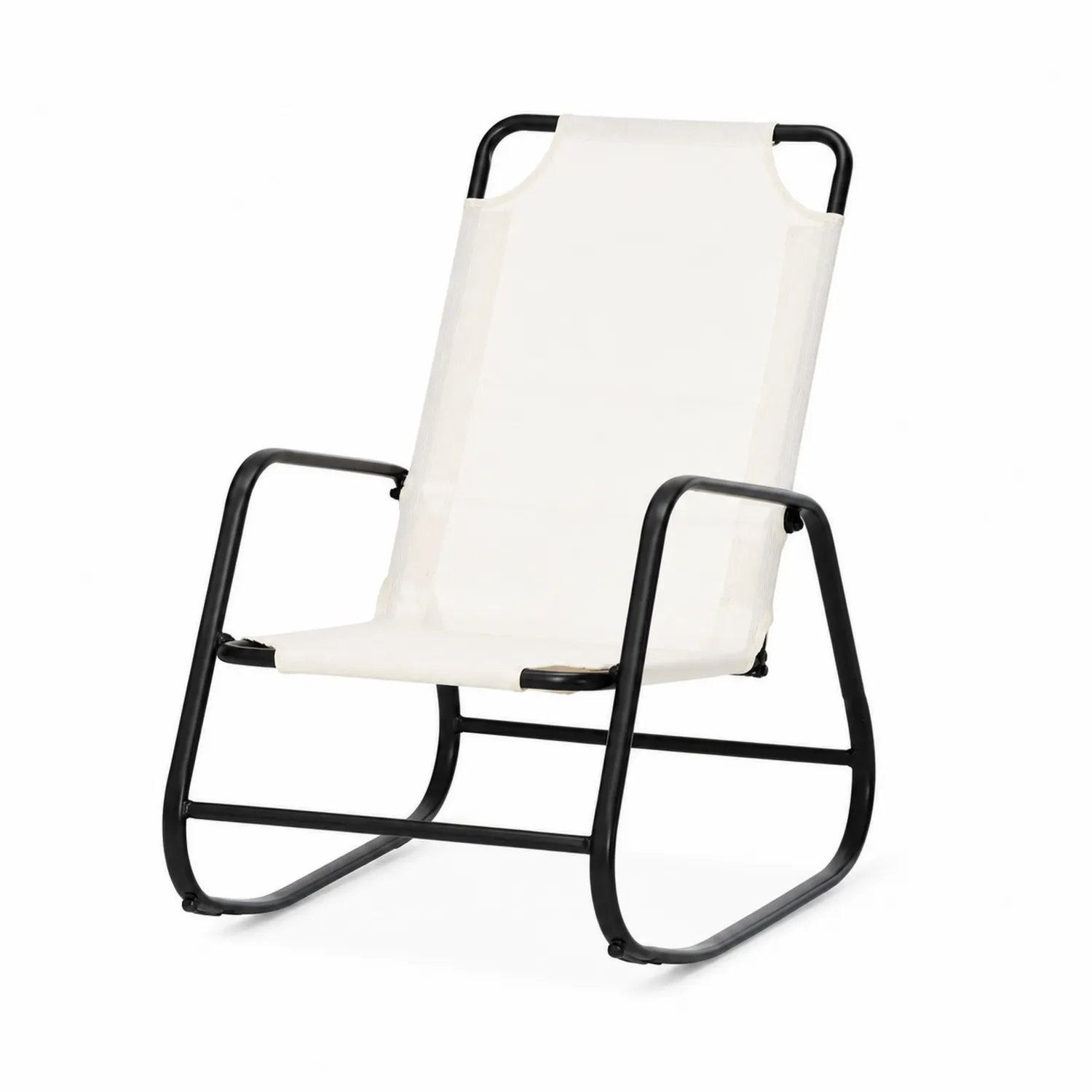 Silla mecedora de metal y poliéster blanca 60x70x90 cm-Fjordlivingco