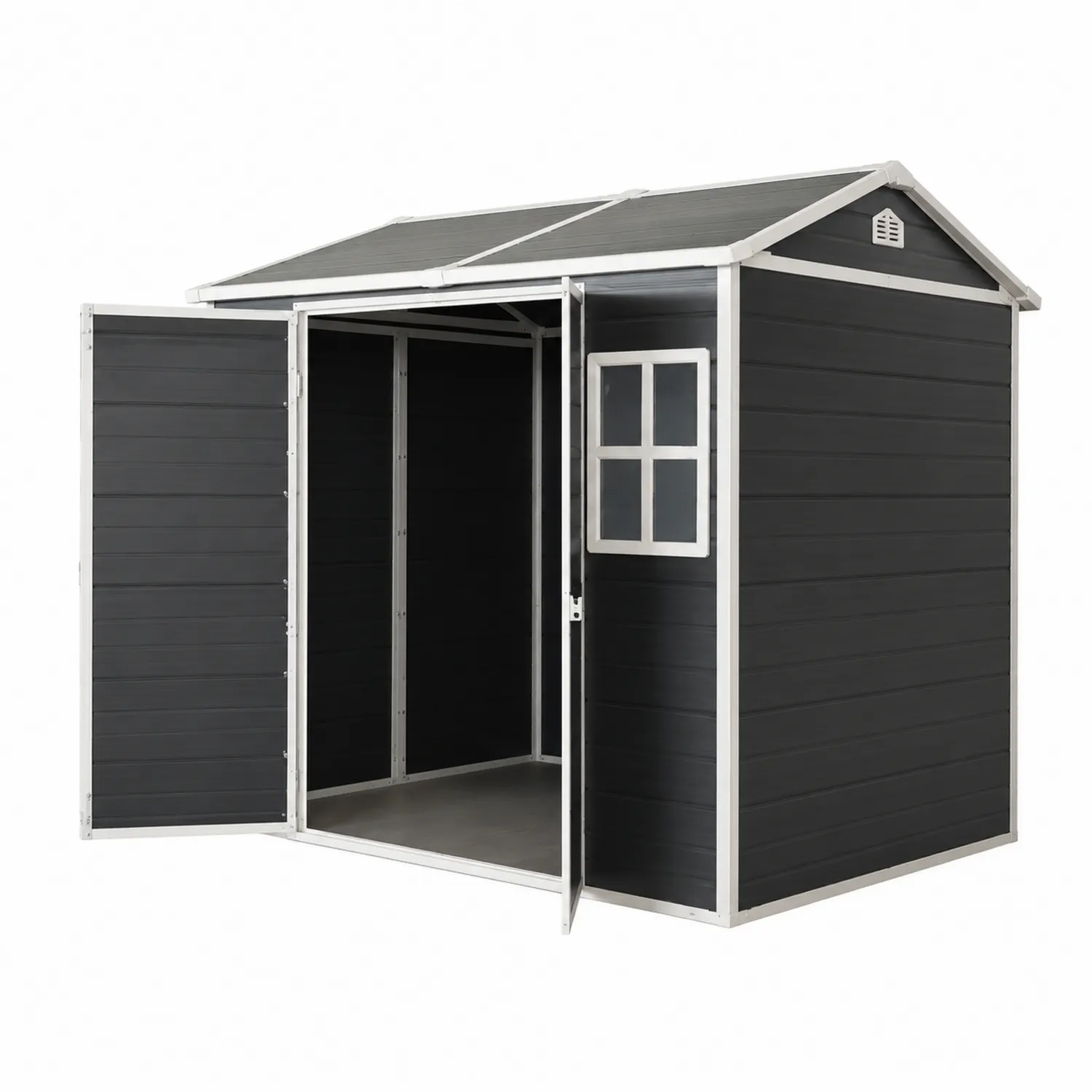 Cobertizo de Almacenamiento Exterior de Metal y Plástico Negro 320x250x210 cm-Fjordlivingco