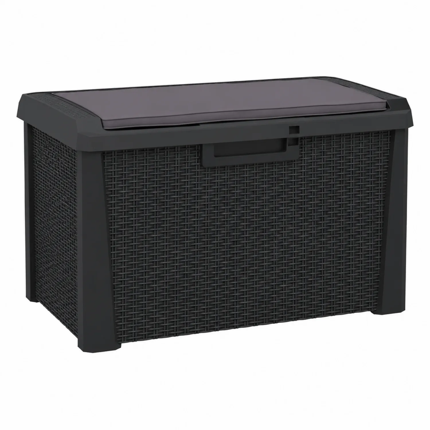 Caja de almacenamiento de plástico efecto ratán Negro-Fjordlivingco