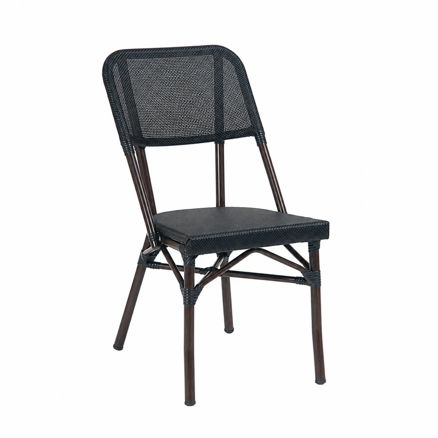 Silla de acero y ratán sintético Negro 45x50x85 cm-Fjordlivingco