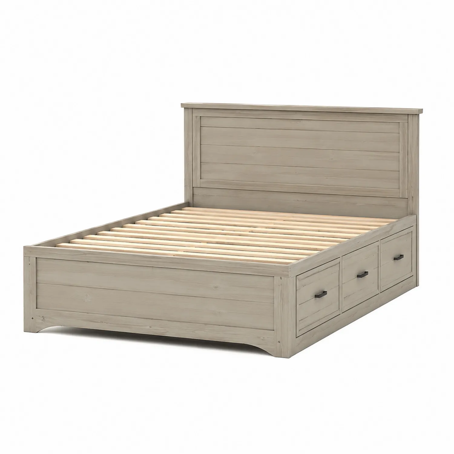 Cama de madera de pino gris con almacenamiento 200x160 cm-Fjordlivingco