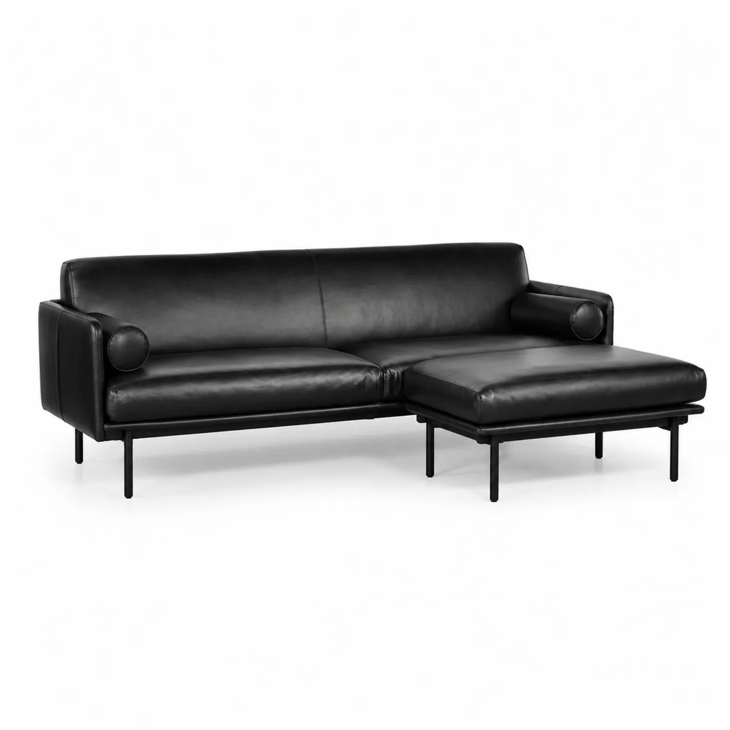 Sofá modular en L de piel sintética negra 270x160x75 cm-Fjordlivingco