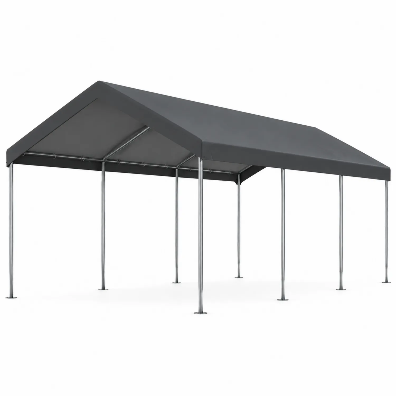 Cobertizo de coche de acero galvanizado y polietileno 6x3 m Gris-Fjordlivingco