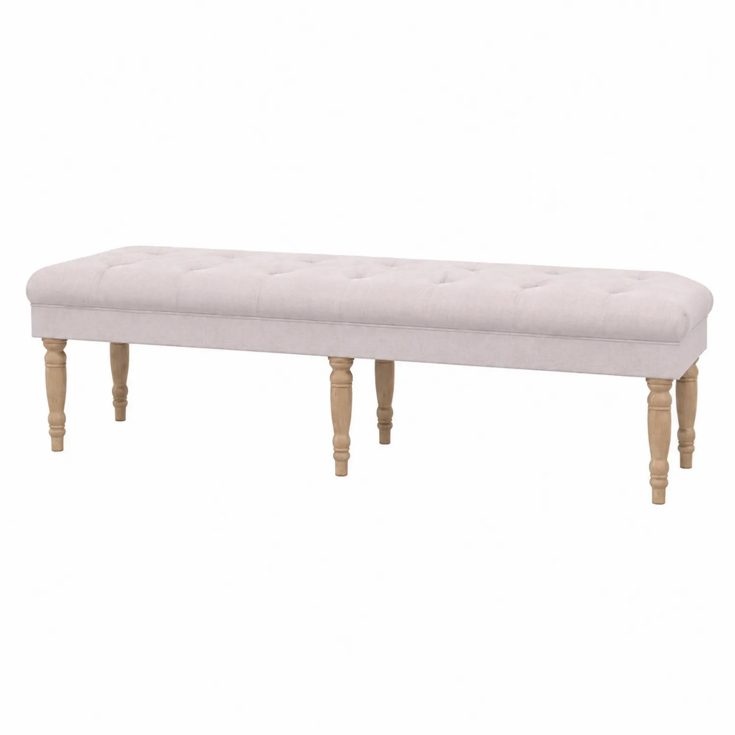 Banco tapizado de tela beige con patas de madera 120x40x45 cm-Fjordlivingco