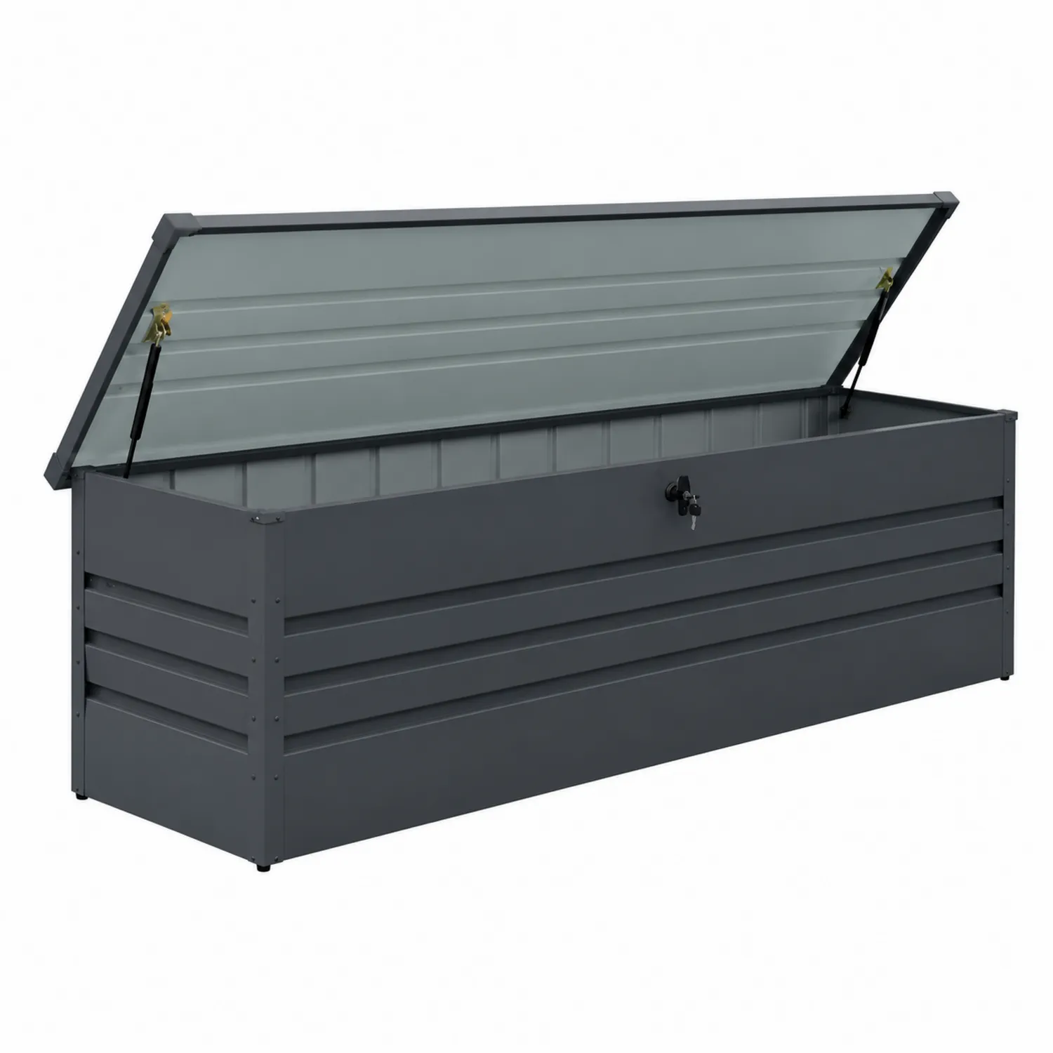 Caja de almacenamiento de acero galvanizado gris con cerradura 170x65x62 cm-Fjordlivingco