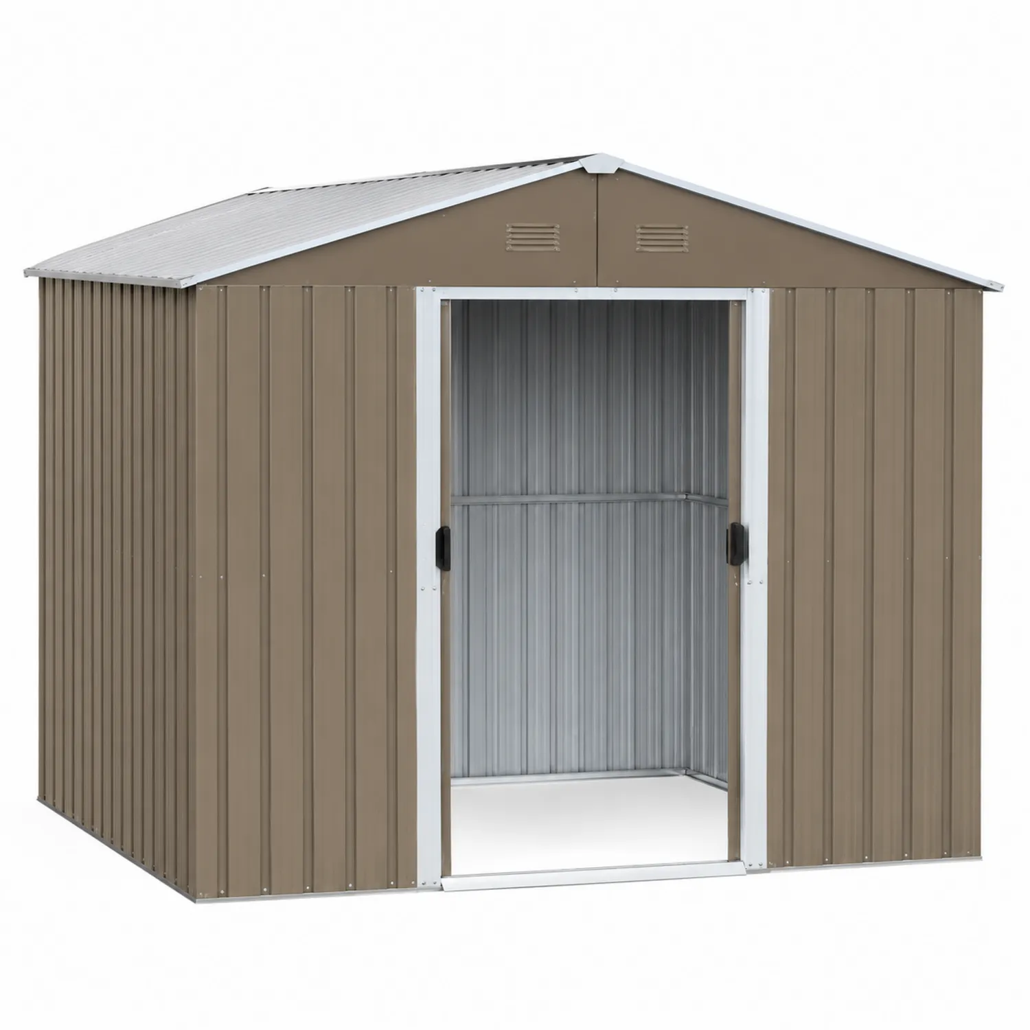 Cobertizo Metálico Exterior de Acero Galvanizado Marrón-Fjordlivingco