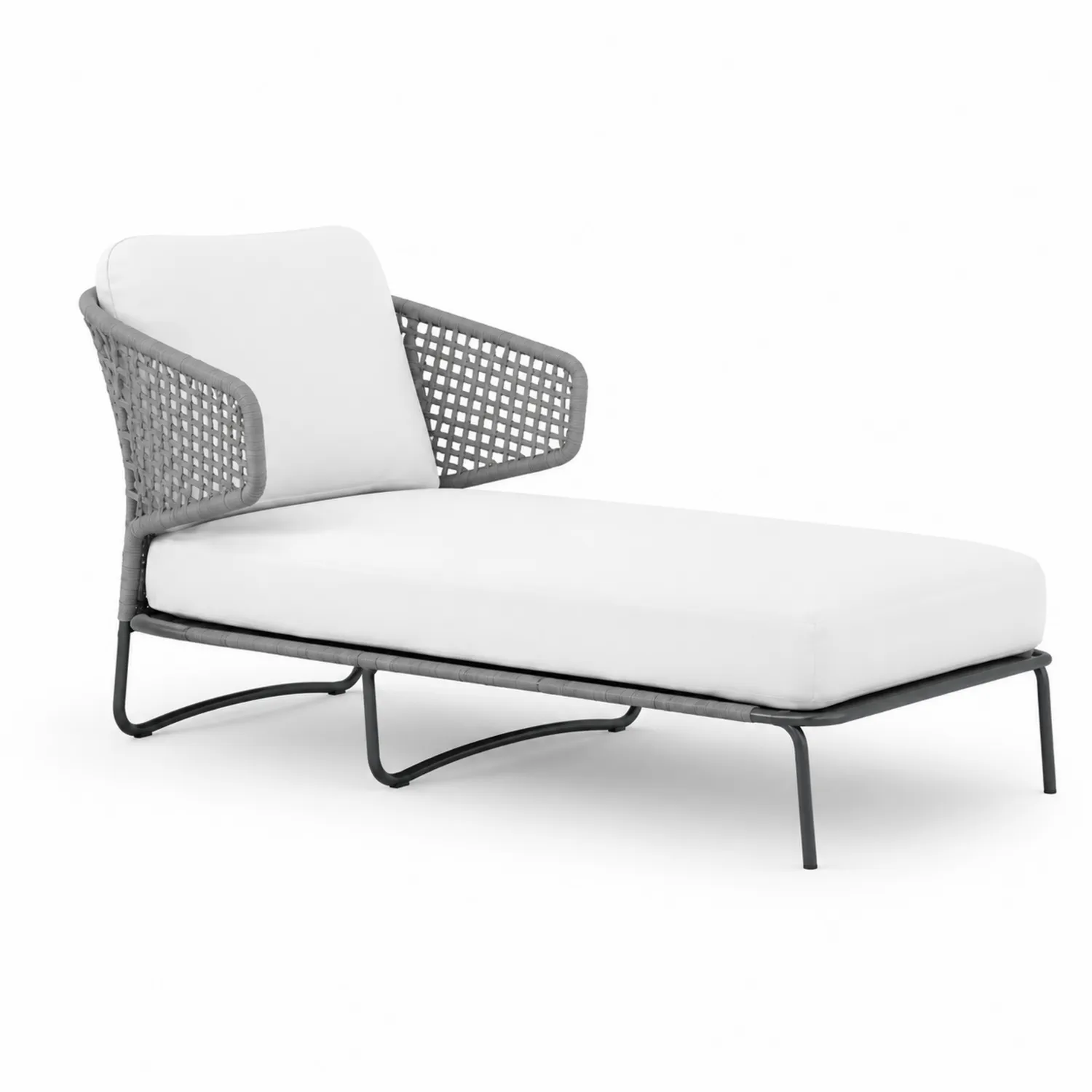 Tumbona de Aluminio Gris y Blanco con Cojines-Fjordlivingco