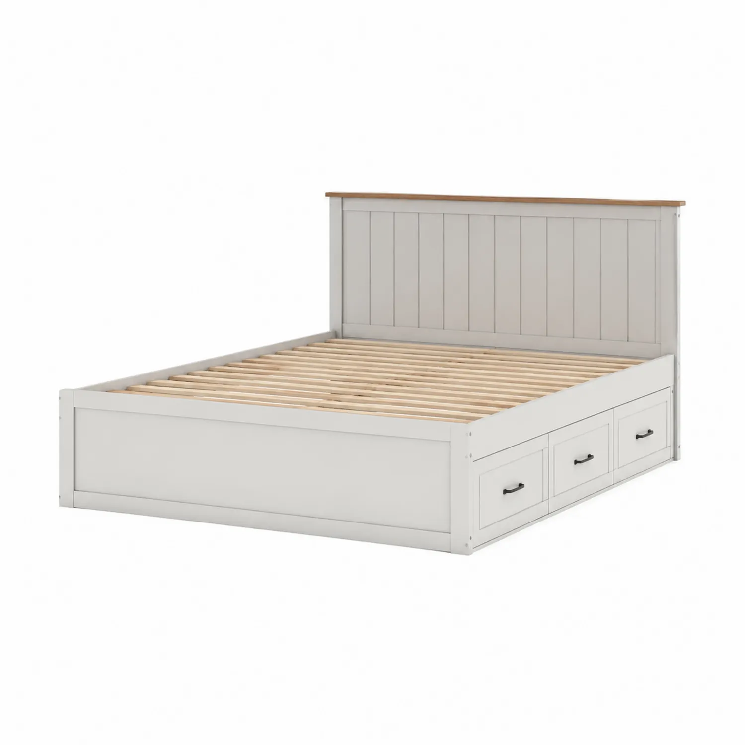 Cama doble de madera con cajones de almacenamiento 200x160 cm-Fjordlivingco