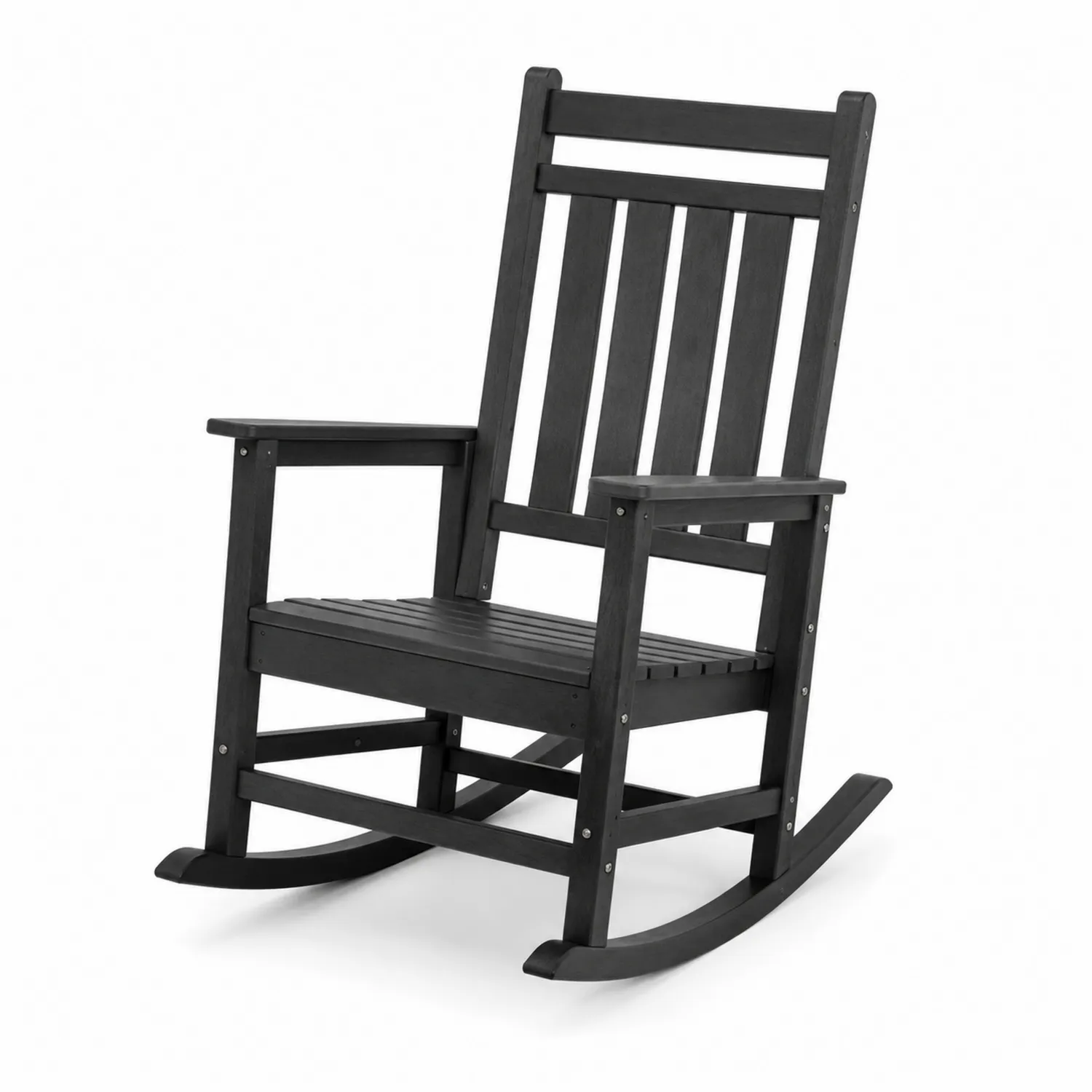 Silla mecedora de madera color Negro-Fjordlivingco