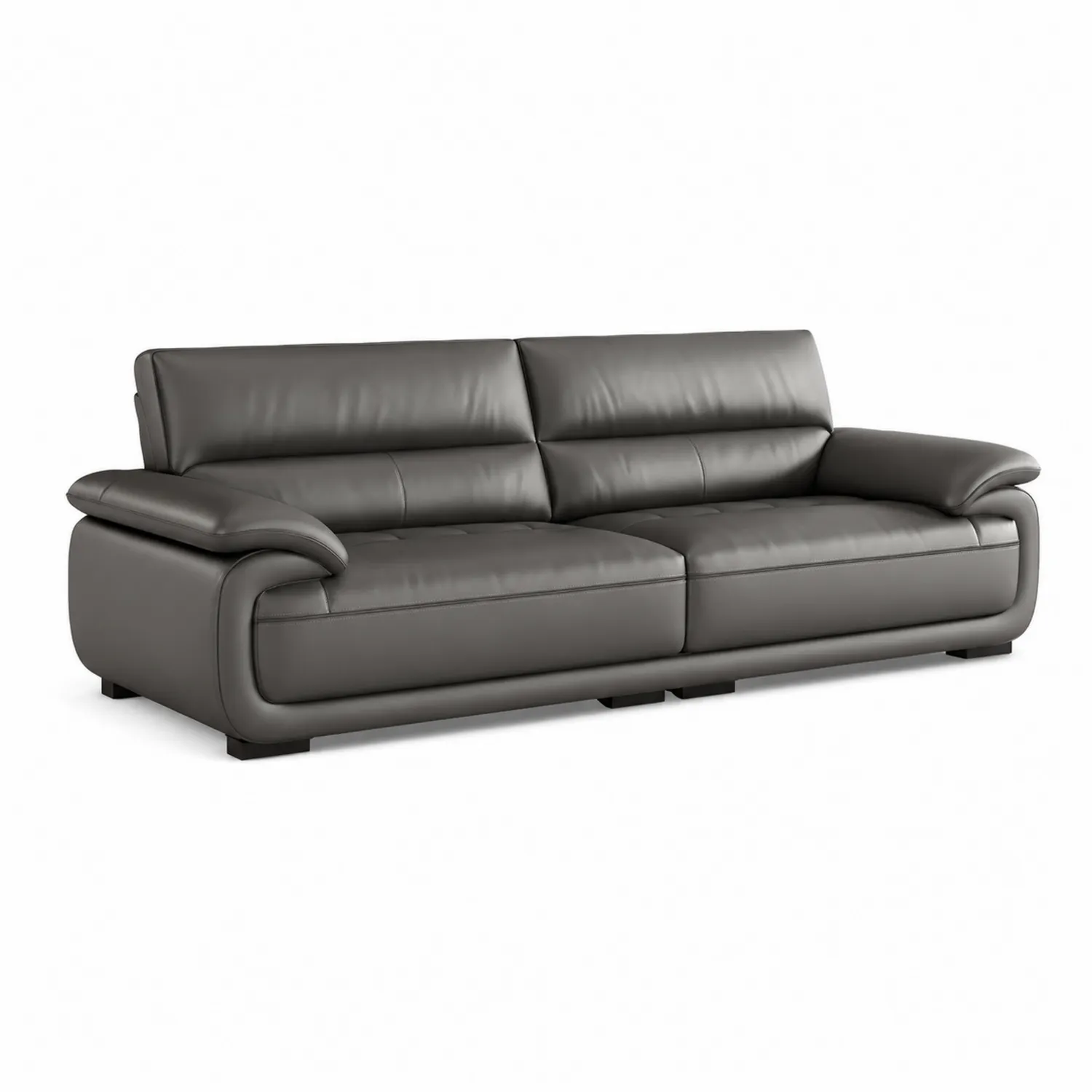 Sofá de 3 plazas de piel sintética gris 220cm-Fjordlivingco