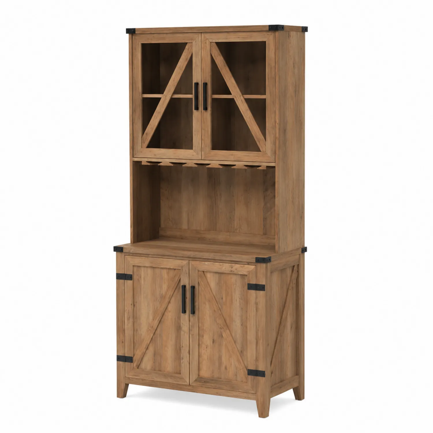Armario Alacena de Madera con Puertas de Vidrio y Almacenamiento-Fjordlivingco