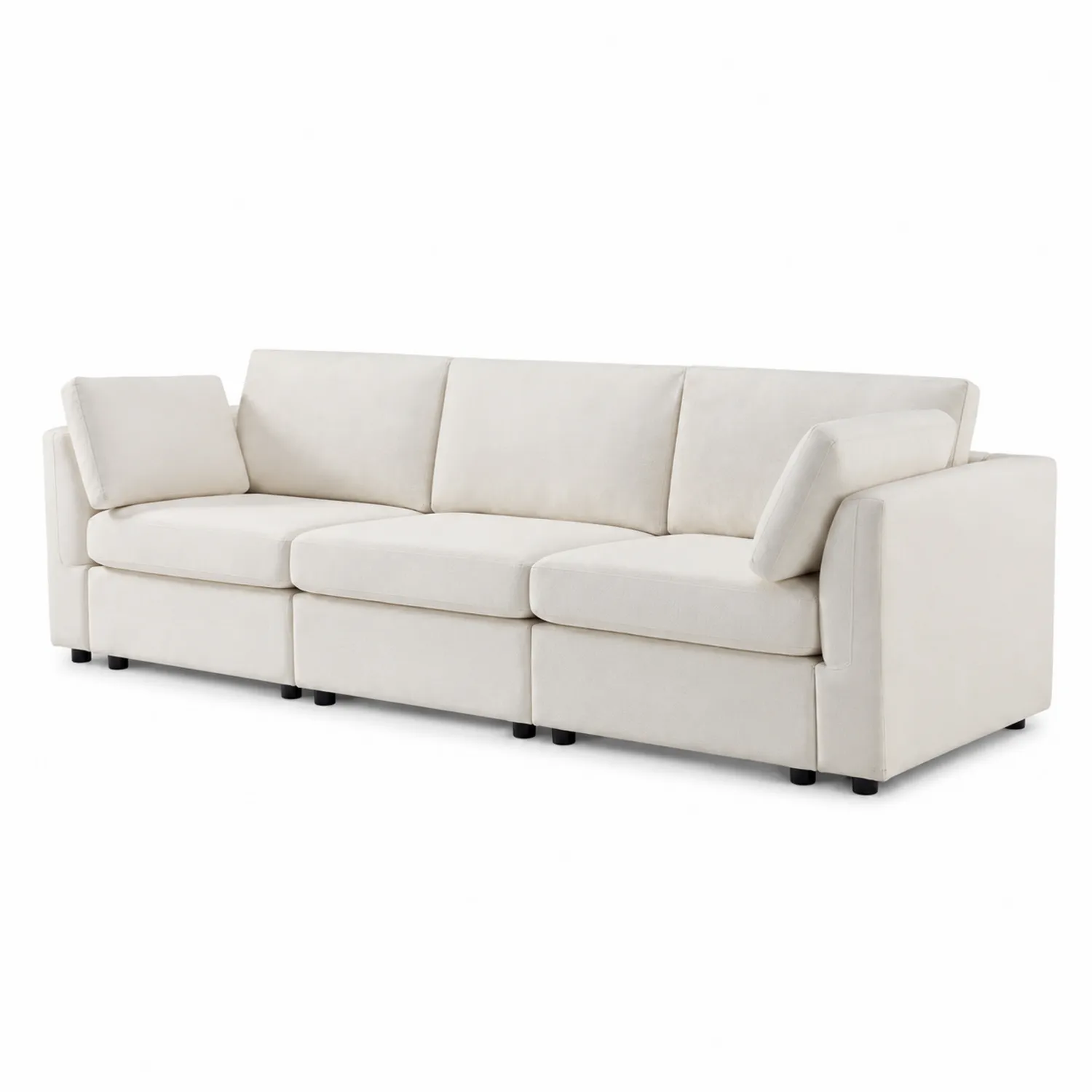 Sofá modular de 3 plazas de tela poliéster Beige 210 cm-Fjordlivingco