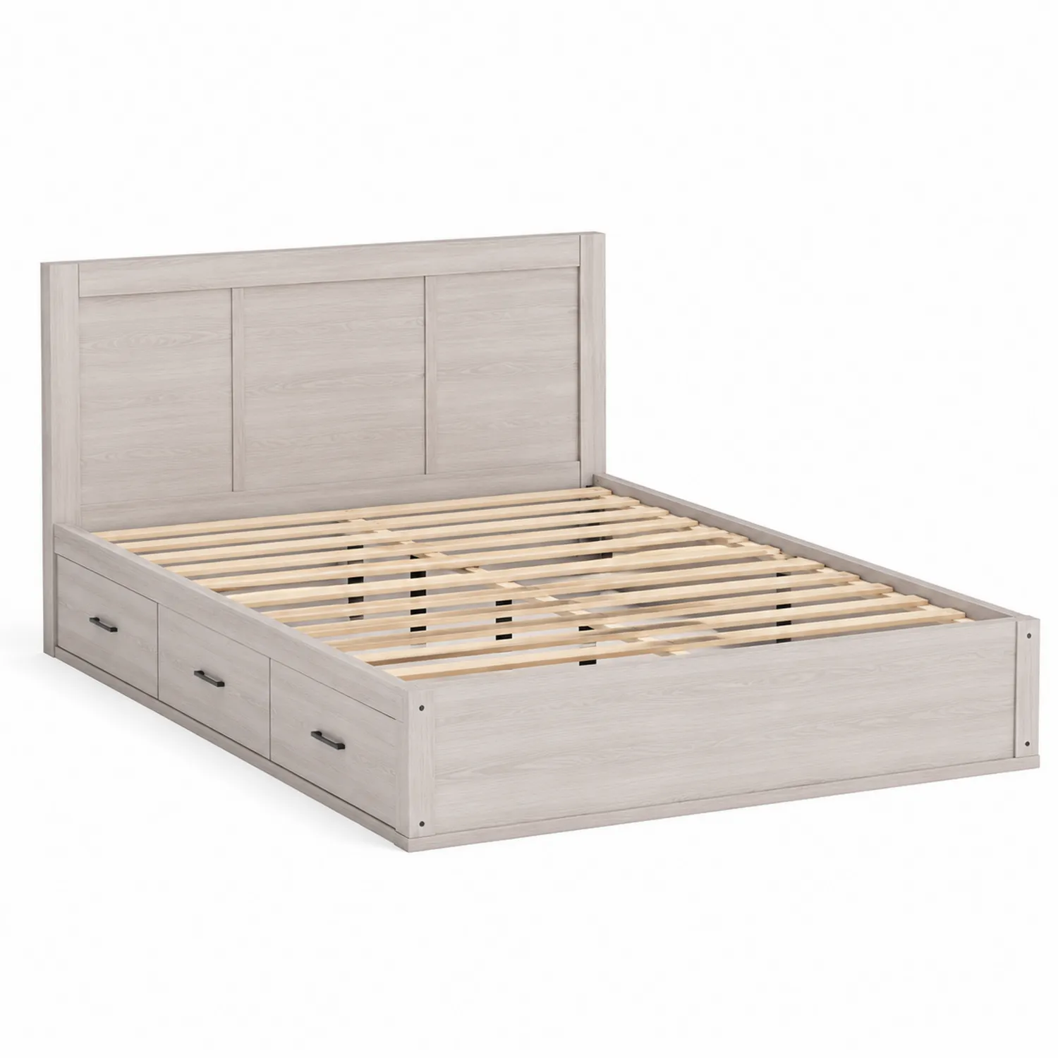 Cama de madera con almacenamiento doble gris 200x160 cm-Fjordlivingco