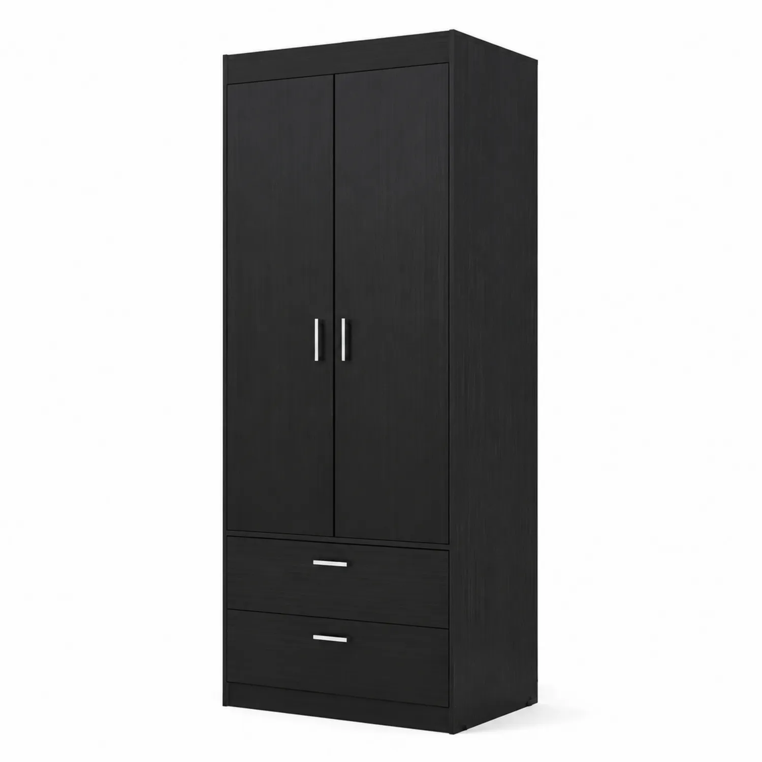 Armario de MDF Negro con Puertas Dobles y Cajones 180x80x50 cm-Fjordlivingco