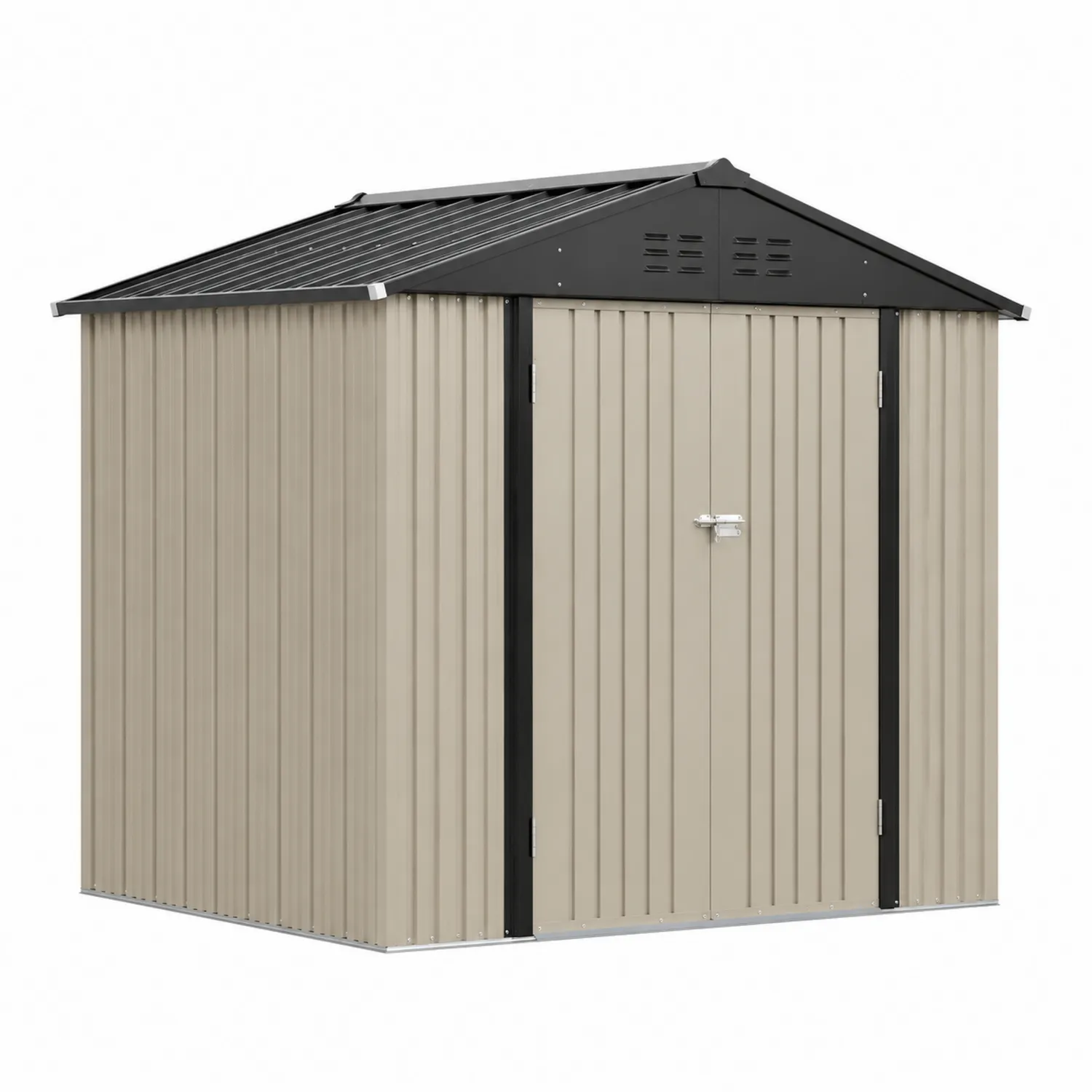 Cobertizo de acero galvanizado Beige y Negro 213x127cm-Fjordlivingco