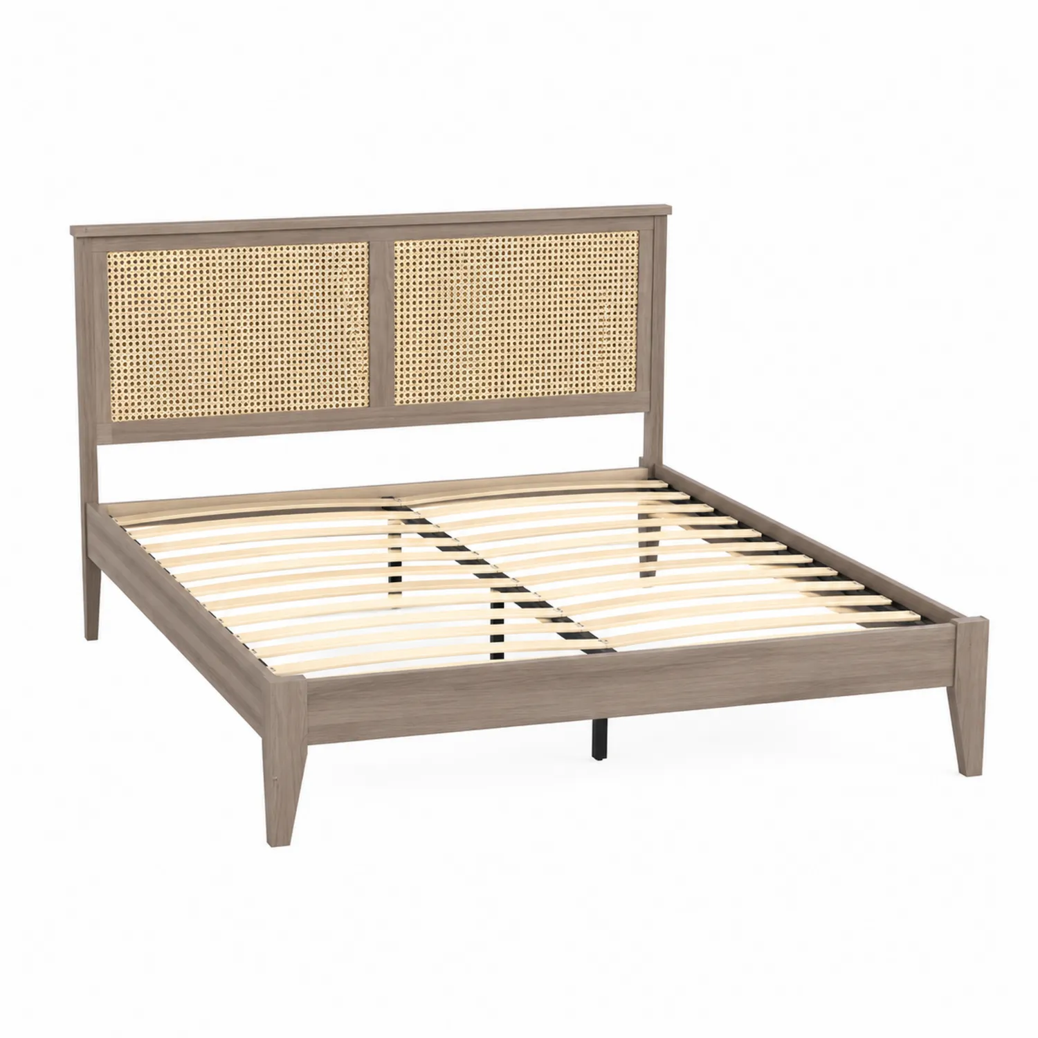 Cama de Madera con Cabecero de Ratán 200x160 cm-Fjordlivingco