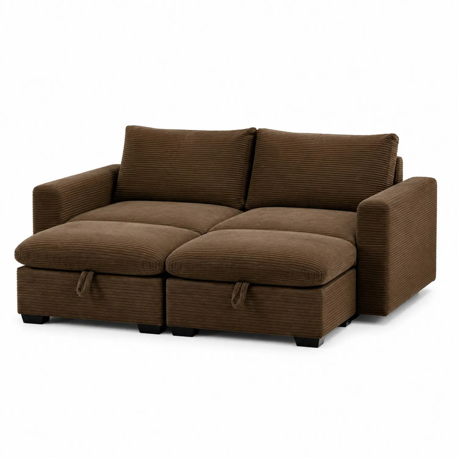 Sofá seccional de pana marrón con almacenamiento 200x150x90 cm-Fjordlivingco