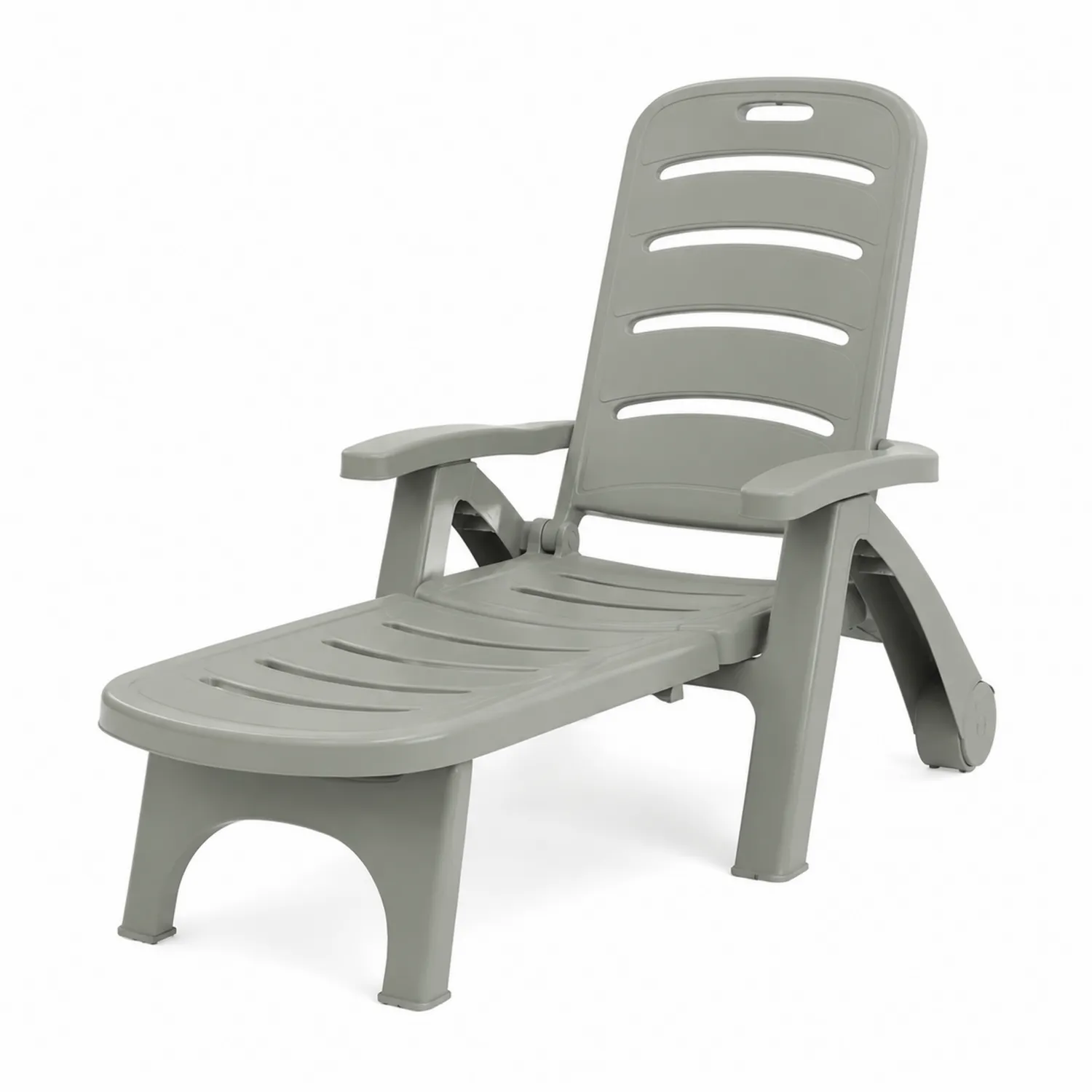 Tumbona de plástico gris reclinable 190 cm-Fjordlivingco