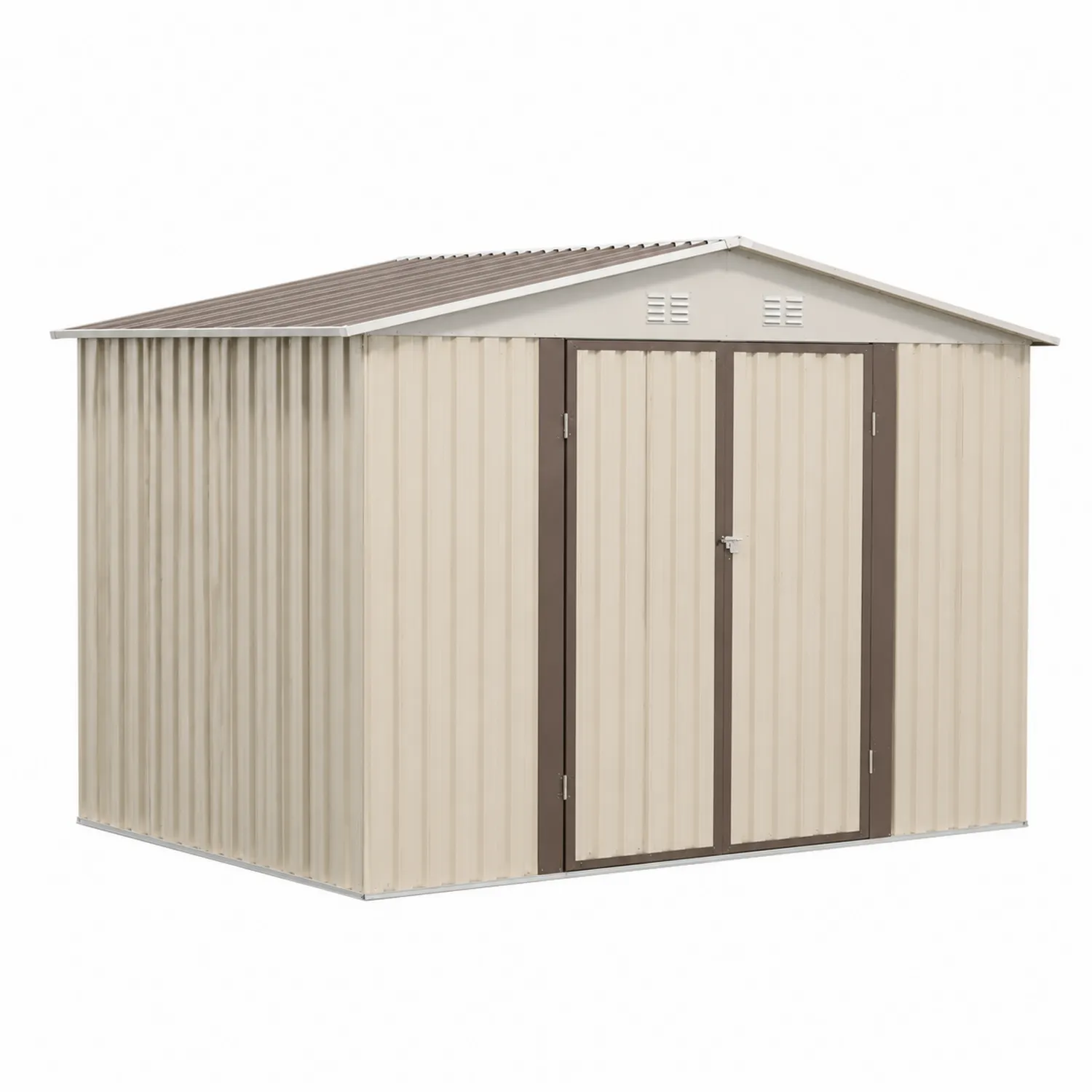 Cobertizo de acero galvanizado beige/marrón 290x290x210 cm-Fjordlivingco