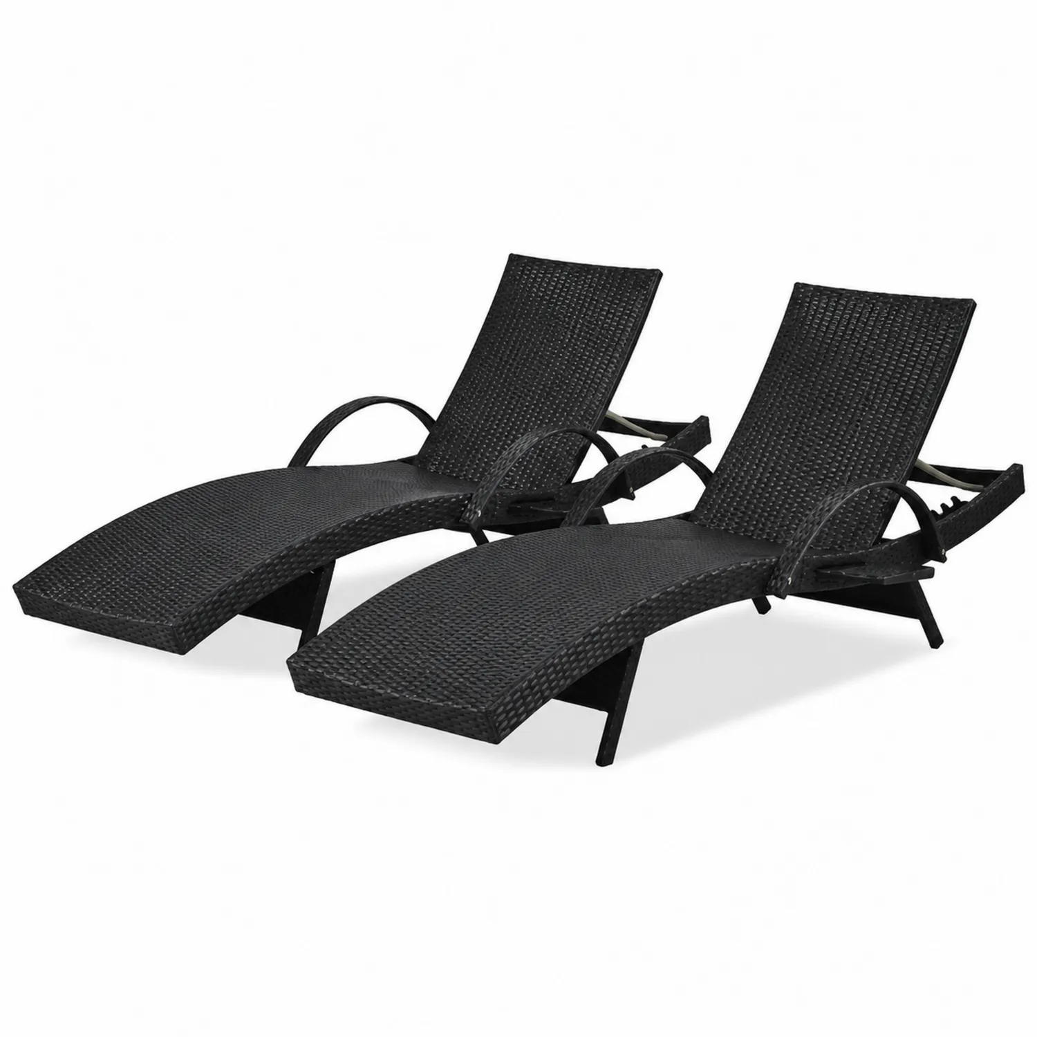 Set de Tumbonas de Ratán Sintético Negro-Fjordlivingco