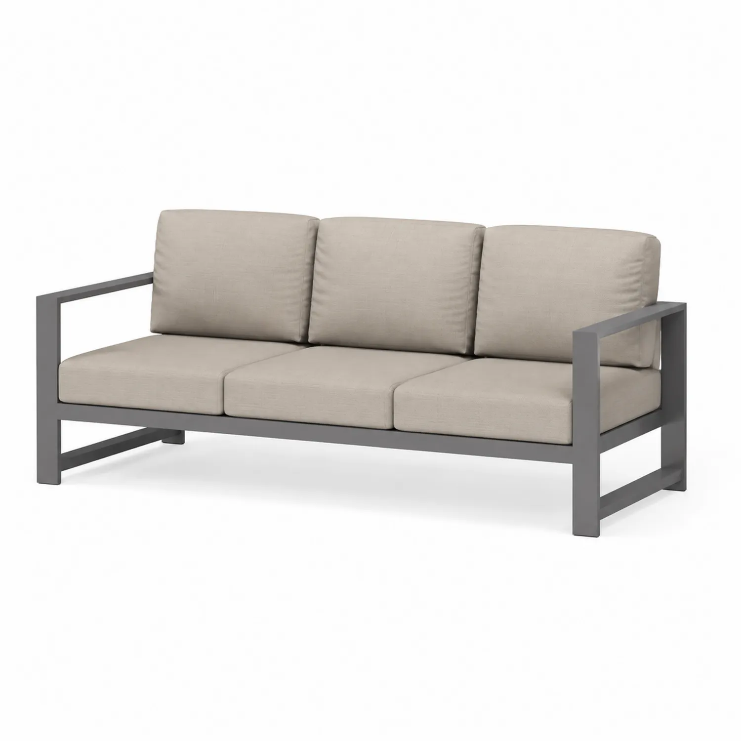 Sofá de jardín de aluminio con cojines beige-Fjordlivingco