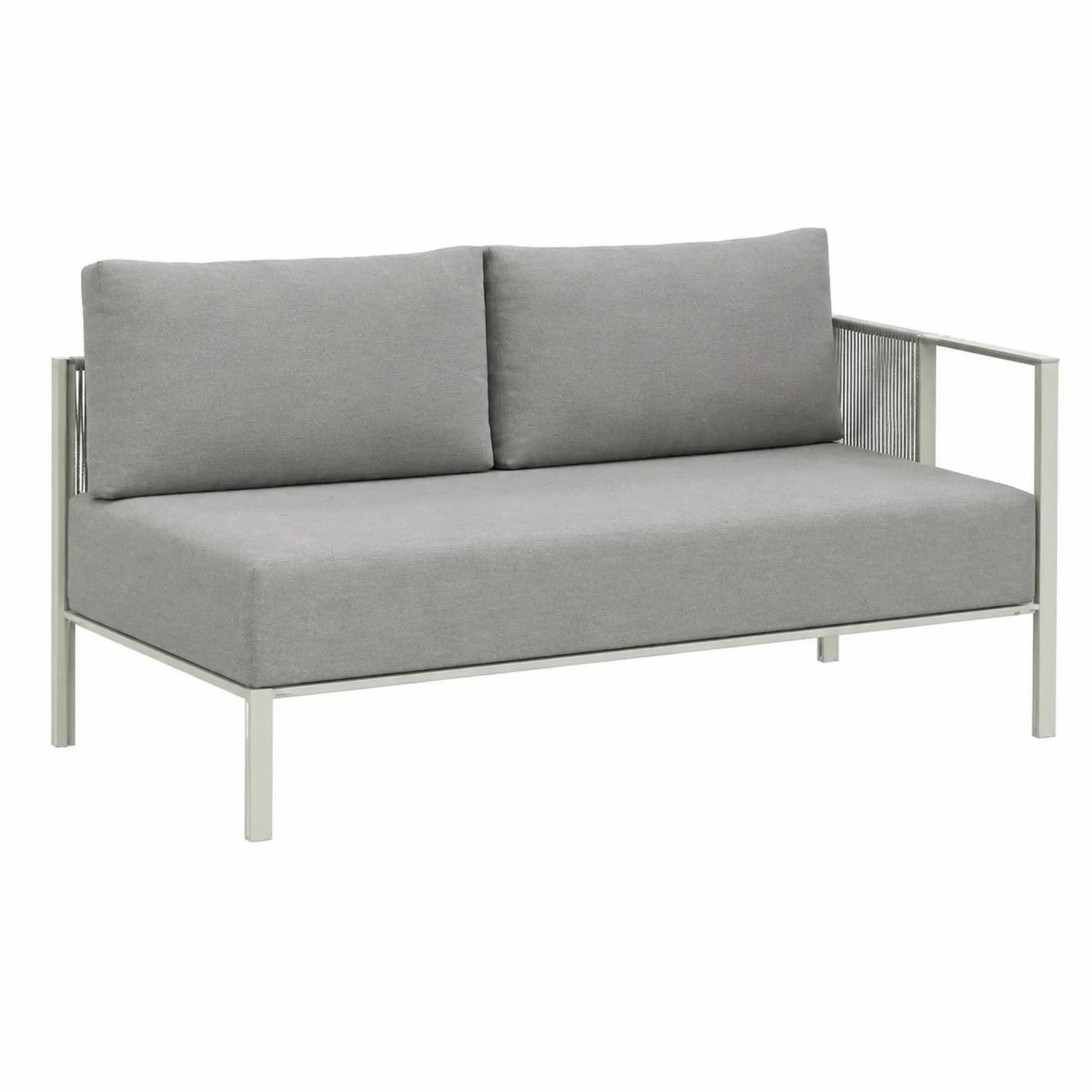 Sofá de dos plazas con estructura de aluminio y cojines de poliéster gris-Fjordlivingco