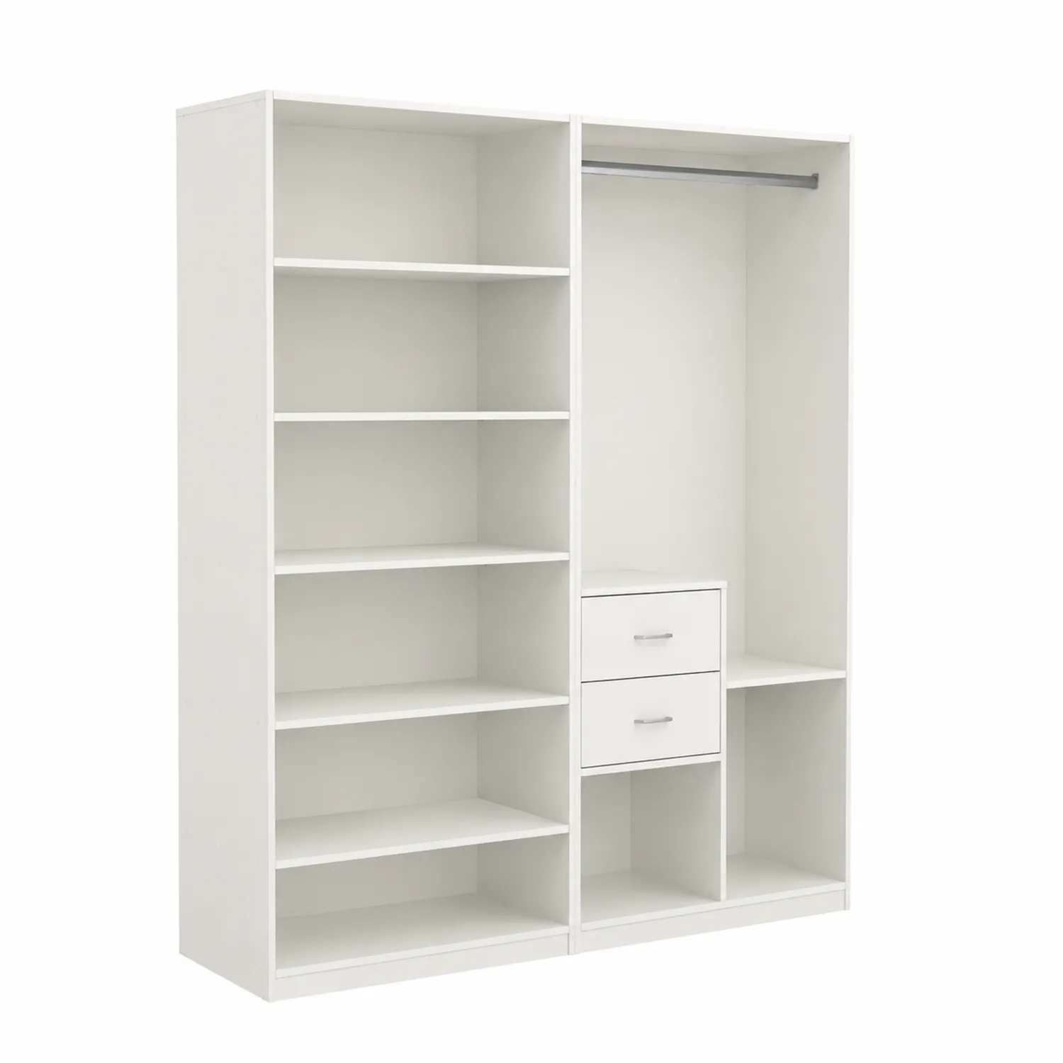 Armario de MDF Blanco con Estantes y Cajones 200x150x45 cm-Fjordlivingco