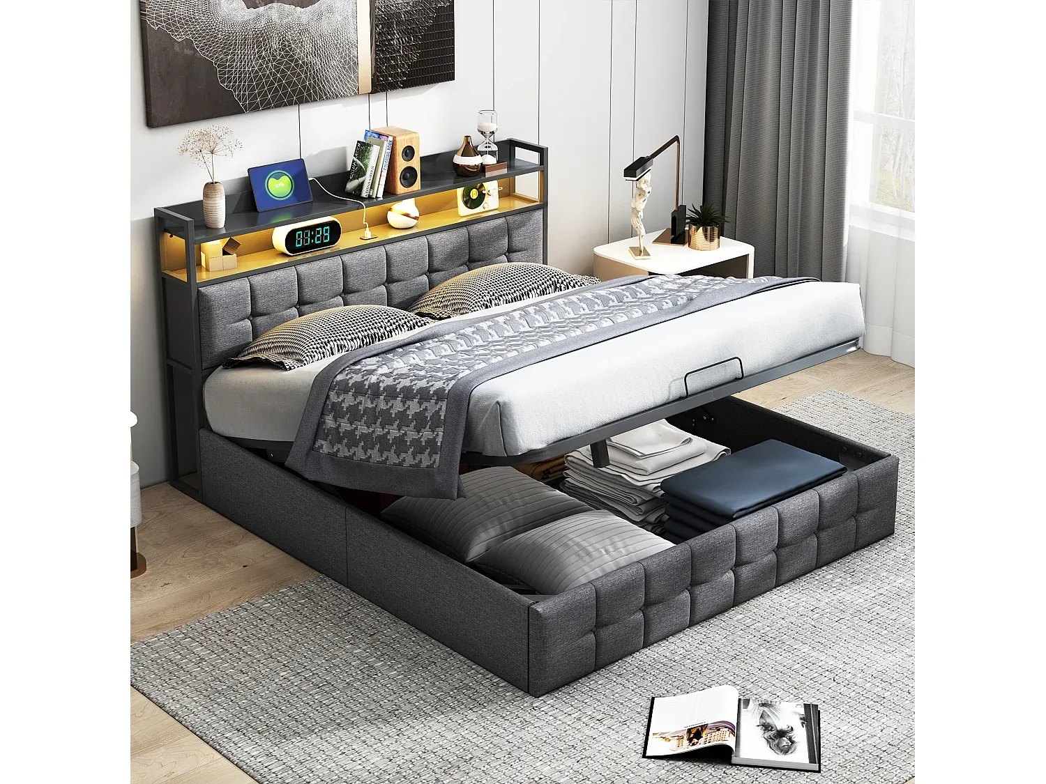 Schlafzimmer,Bereich Bett,Bett mit Bettkasten-LIVINARISE