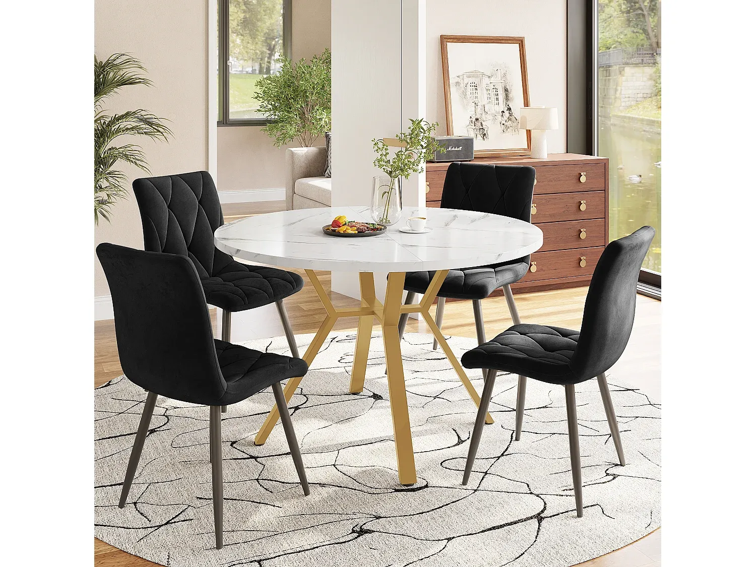 Esszimmer und Küche,Esszimmermöbel,Set aus feststehendem Tisch und Stuhl-LIVINARISE