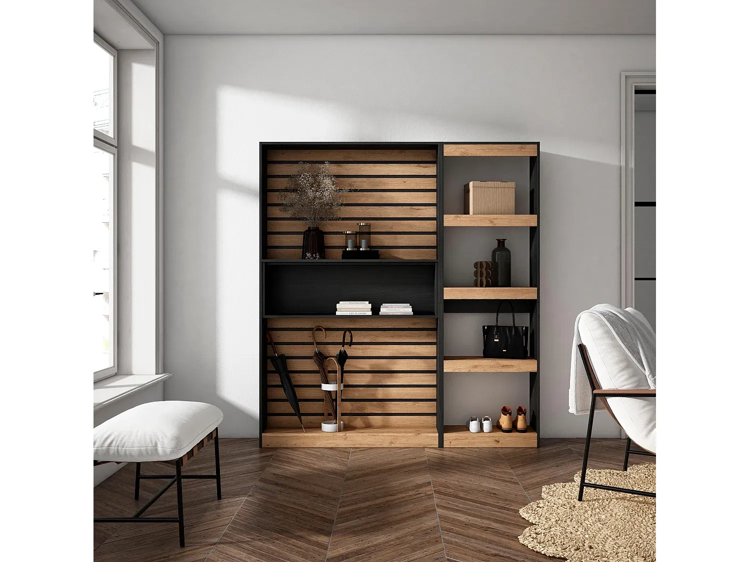 Wohnzimmer und Flur,Wohnzimmermöbel,Bücherregal-Nestalunoa
