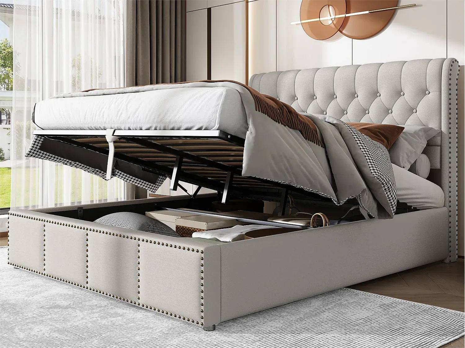 Schlafzimmer,Bereich Bett,Bett mit Bettkasten-Nestalunoa